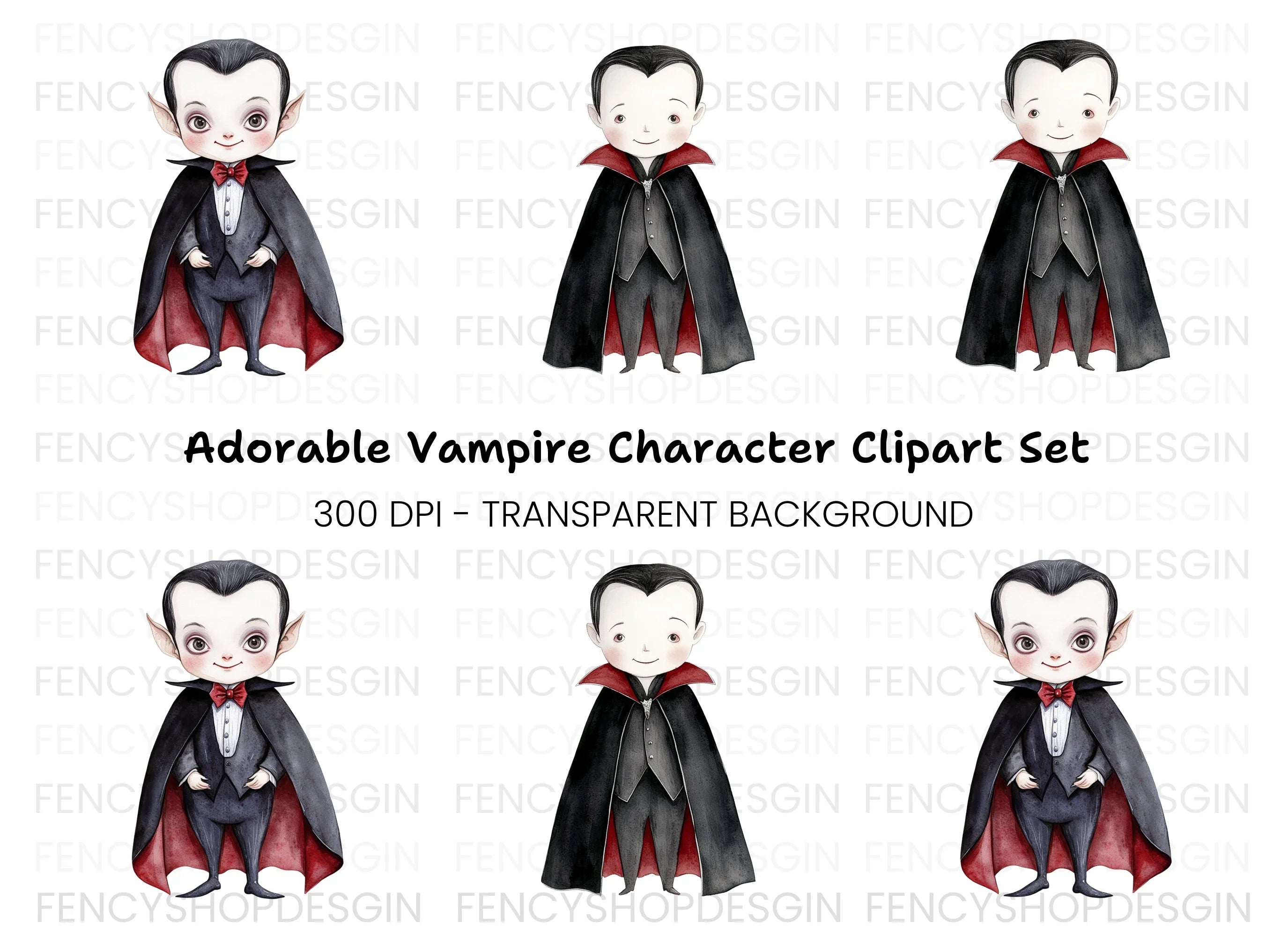 Cute Baby Vampire Clipart Bundle