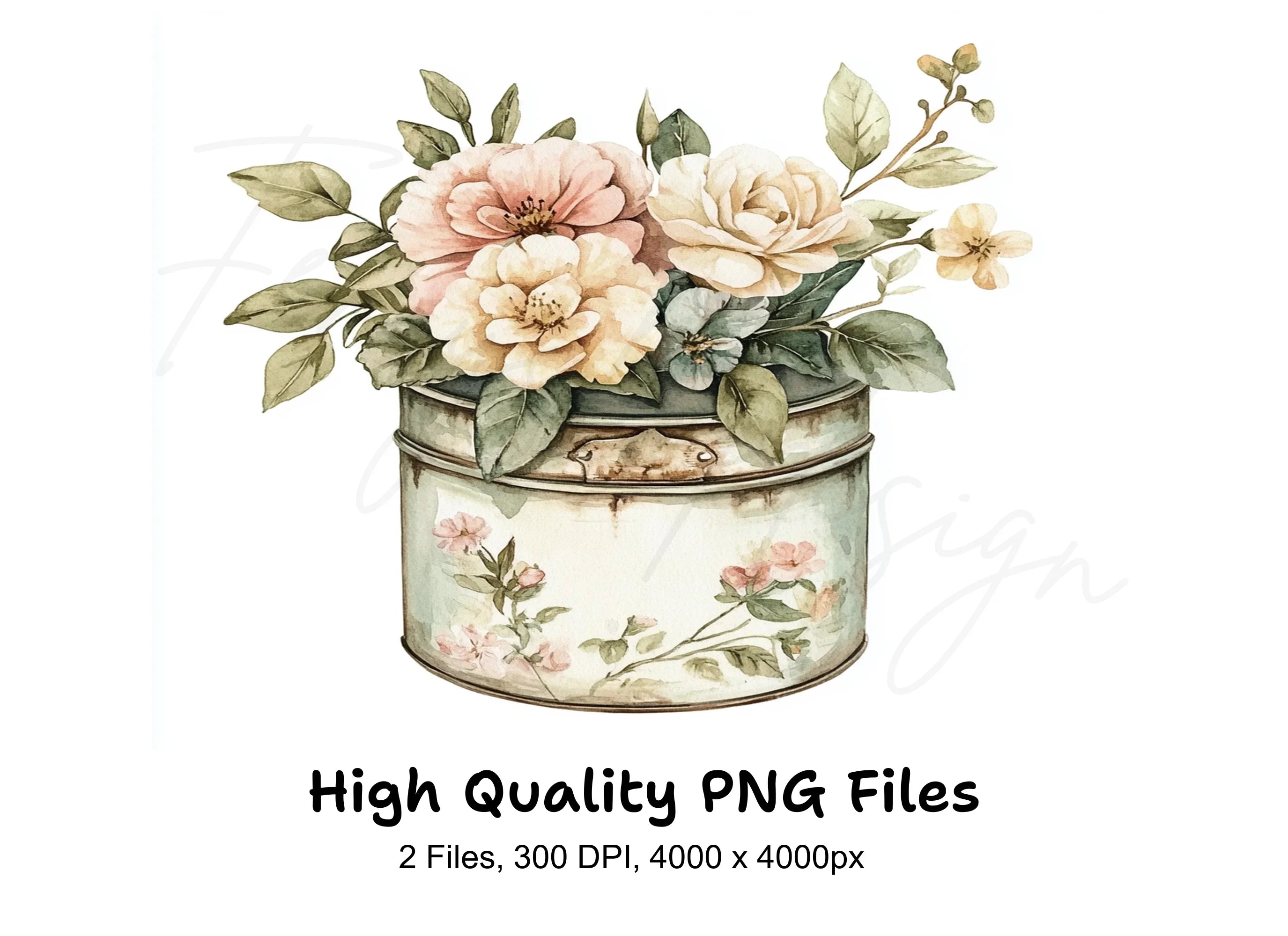 Vintage Floral Arrangement Clipart Bundle