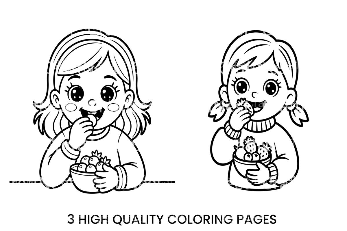Kids Eating Healthy Fruits Coloring Books