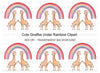 Cute Giraffes Under Rainbow Clipart Bundle