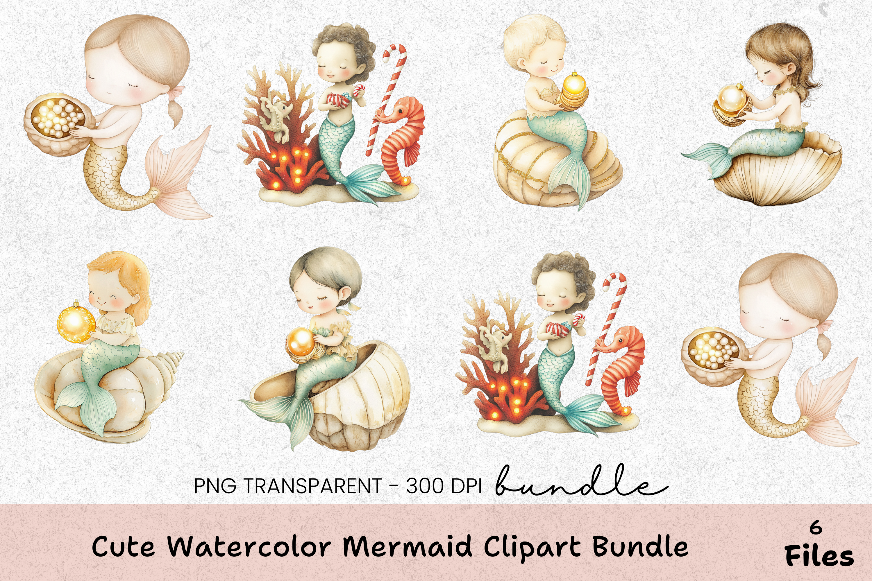 Cute Mermaid Clipart Bundle