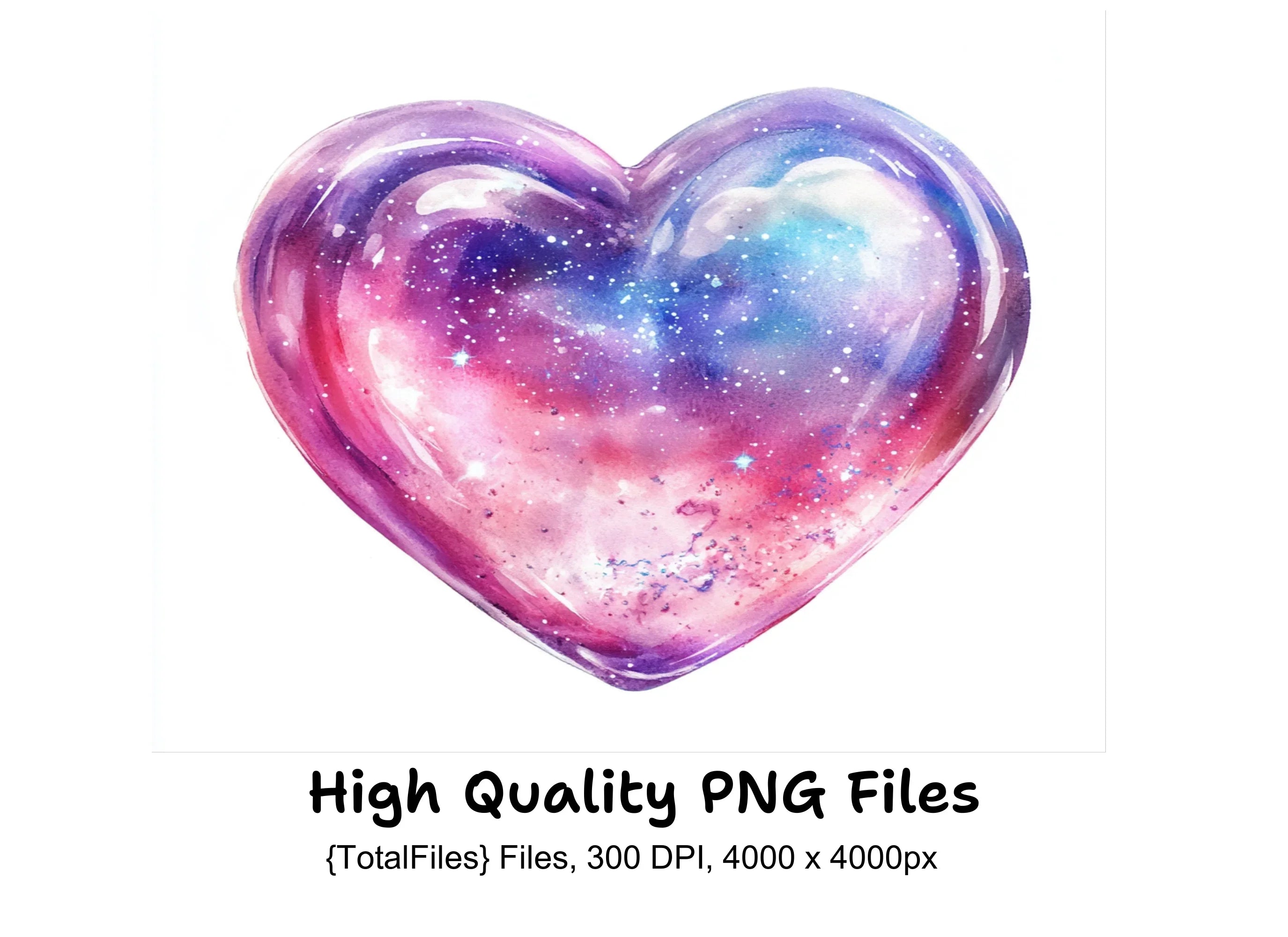 Pastel Galaxy Heart Clipart Bundle