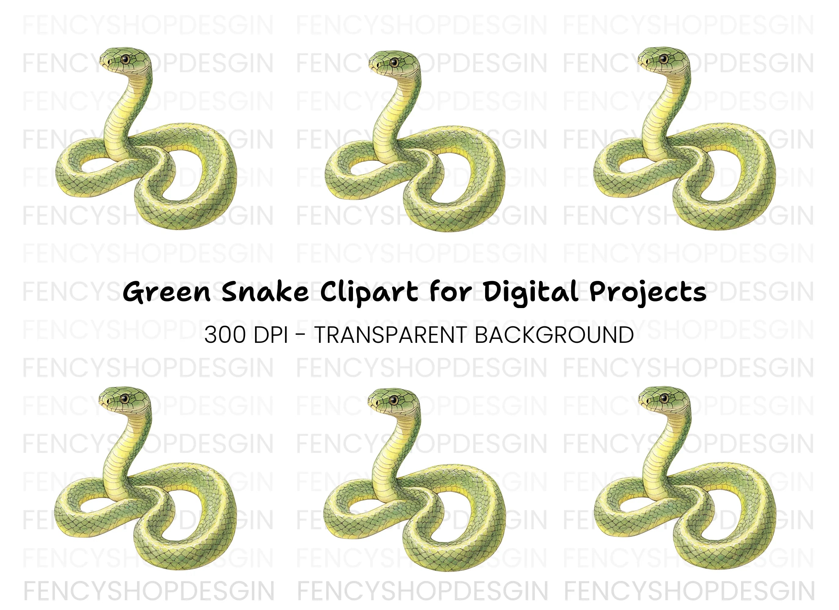 Vibrant Green Snake Clipart Bundle