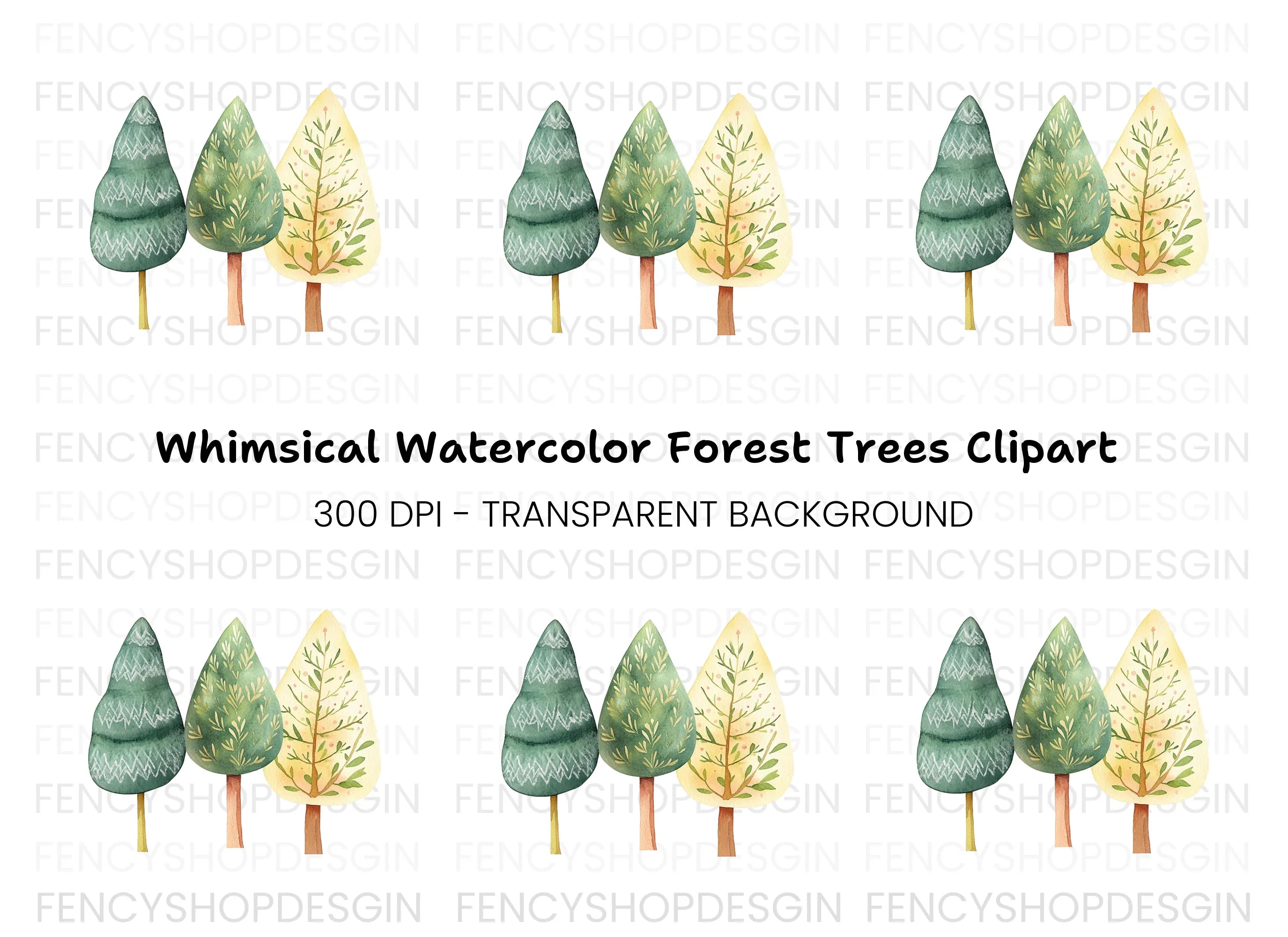 Decorative Tree Clipart Bundle