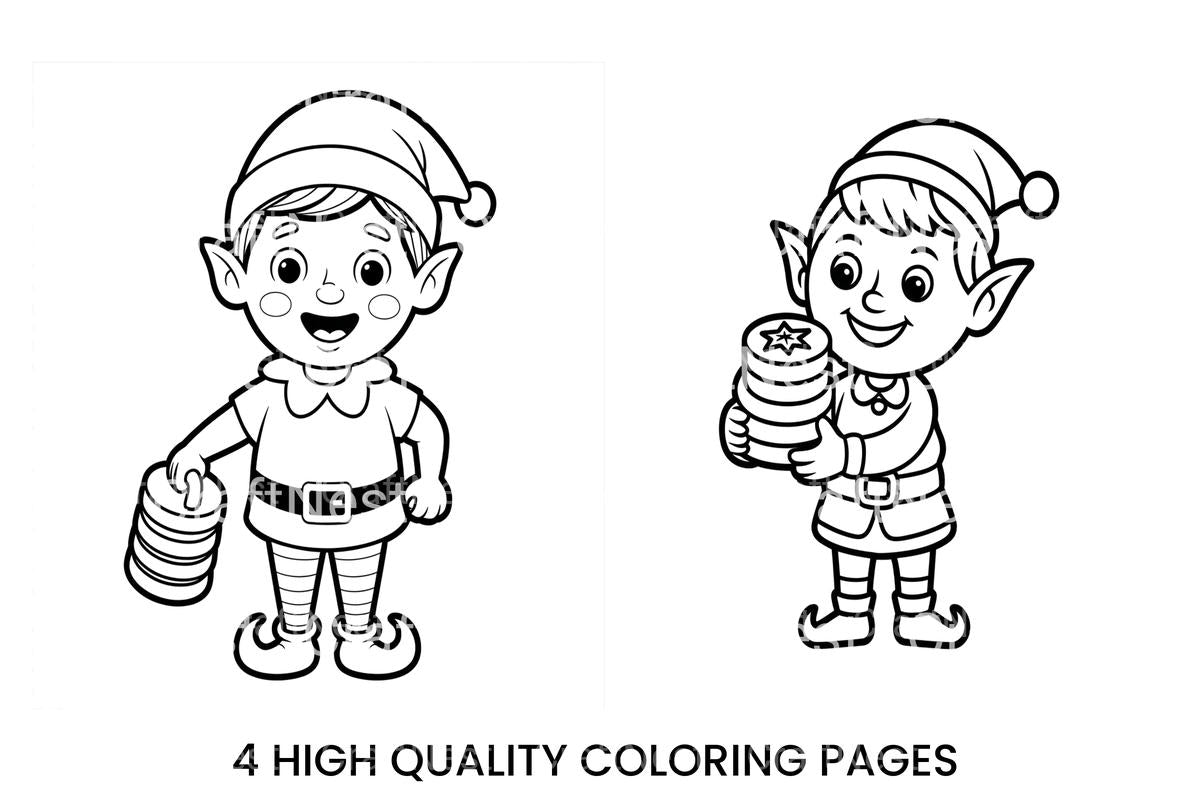 Christmas Elf With Gifts Coloring Books