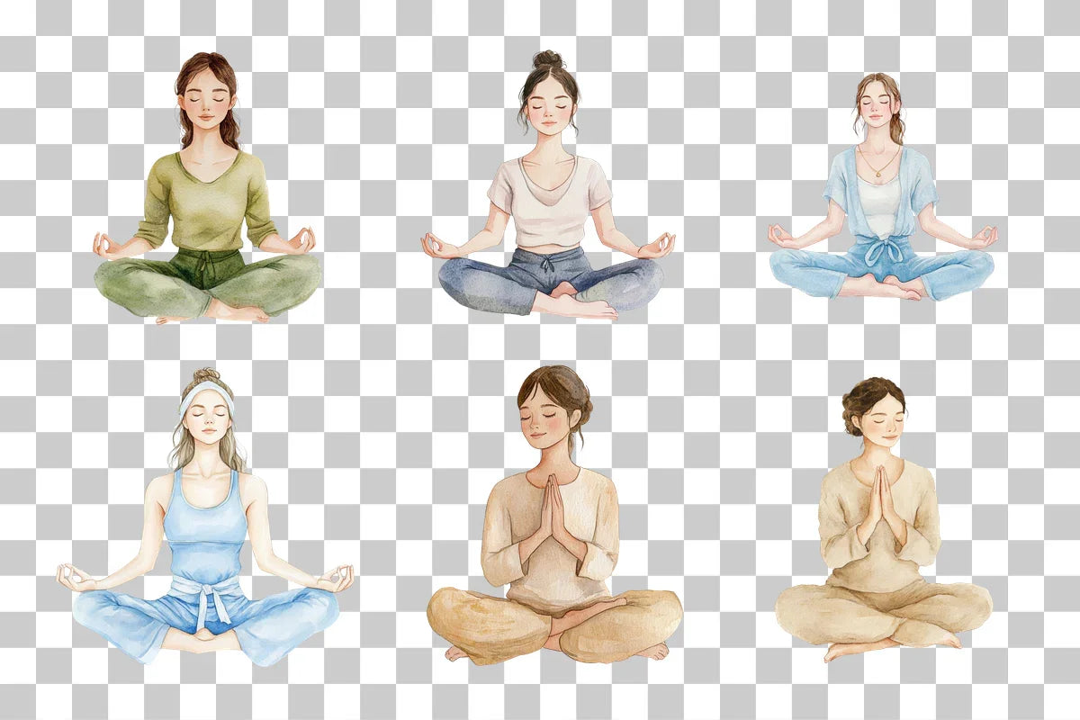 Meditating Yoga Woman Clipart Bundle - CraftNest - Digital Crafting and Art