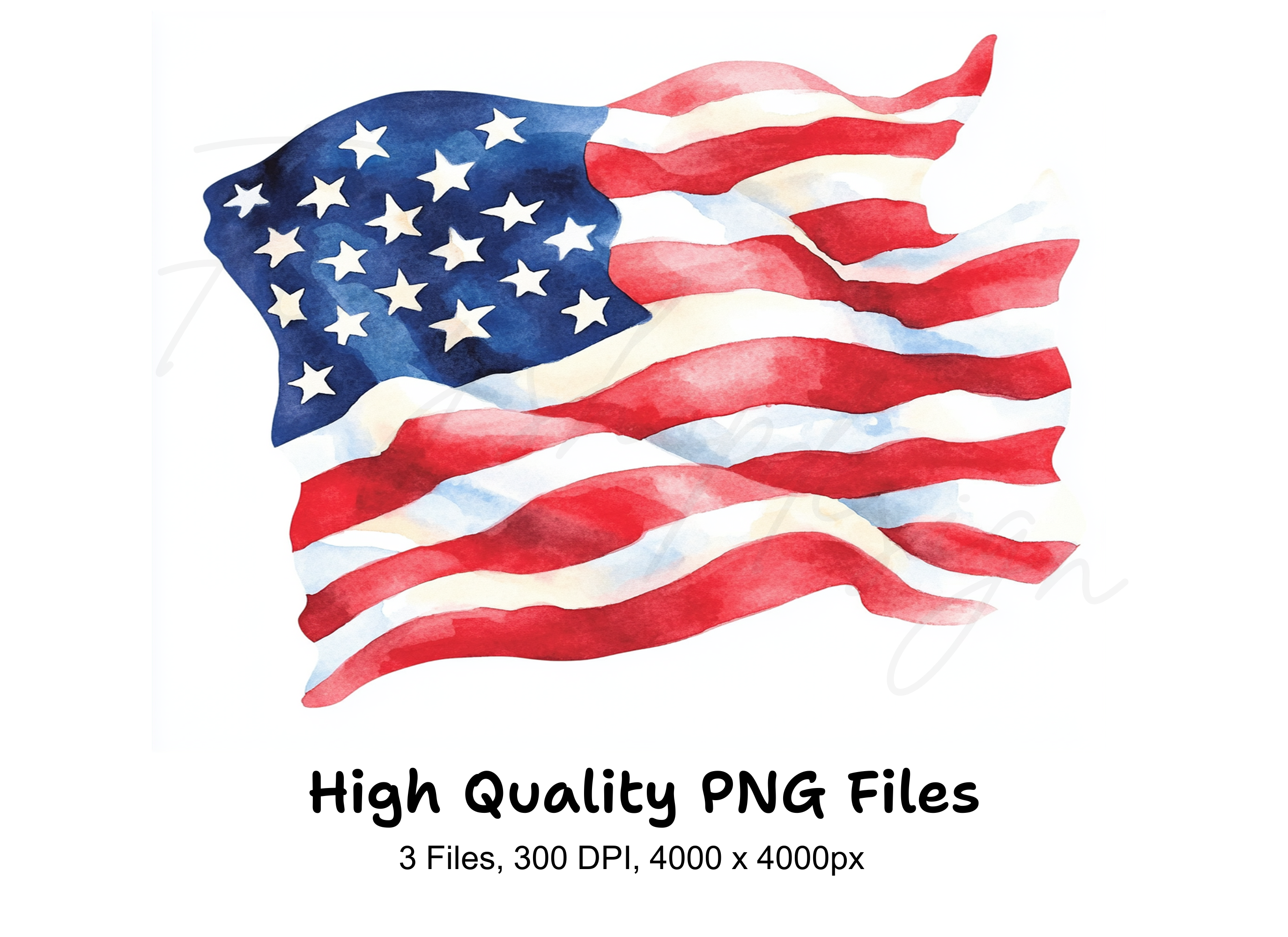Waving American Flag Clipart Bundle