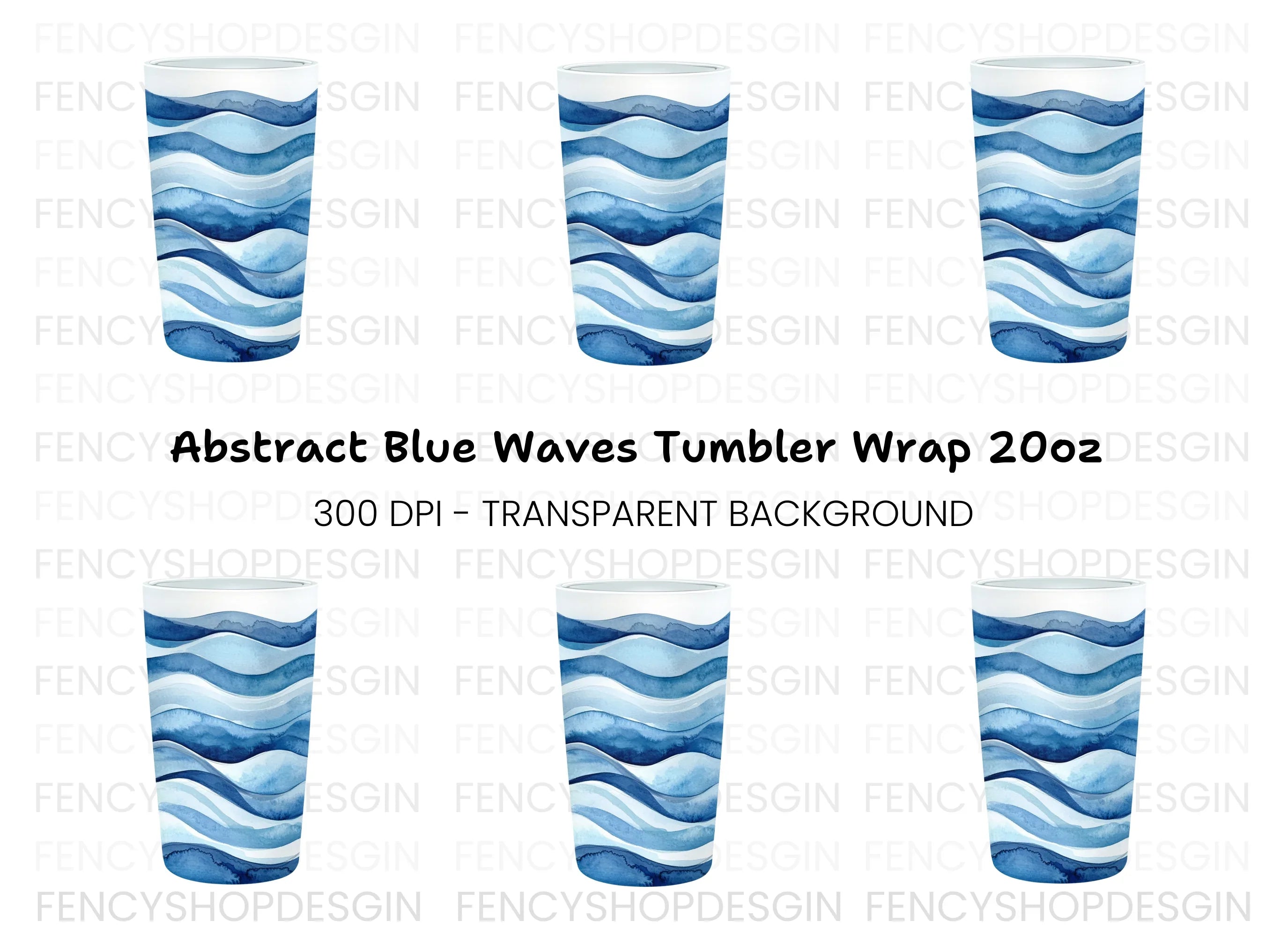 Blue Waves Tumbler Clipart Bundle
