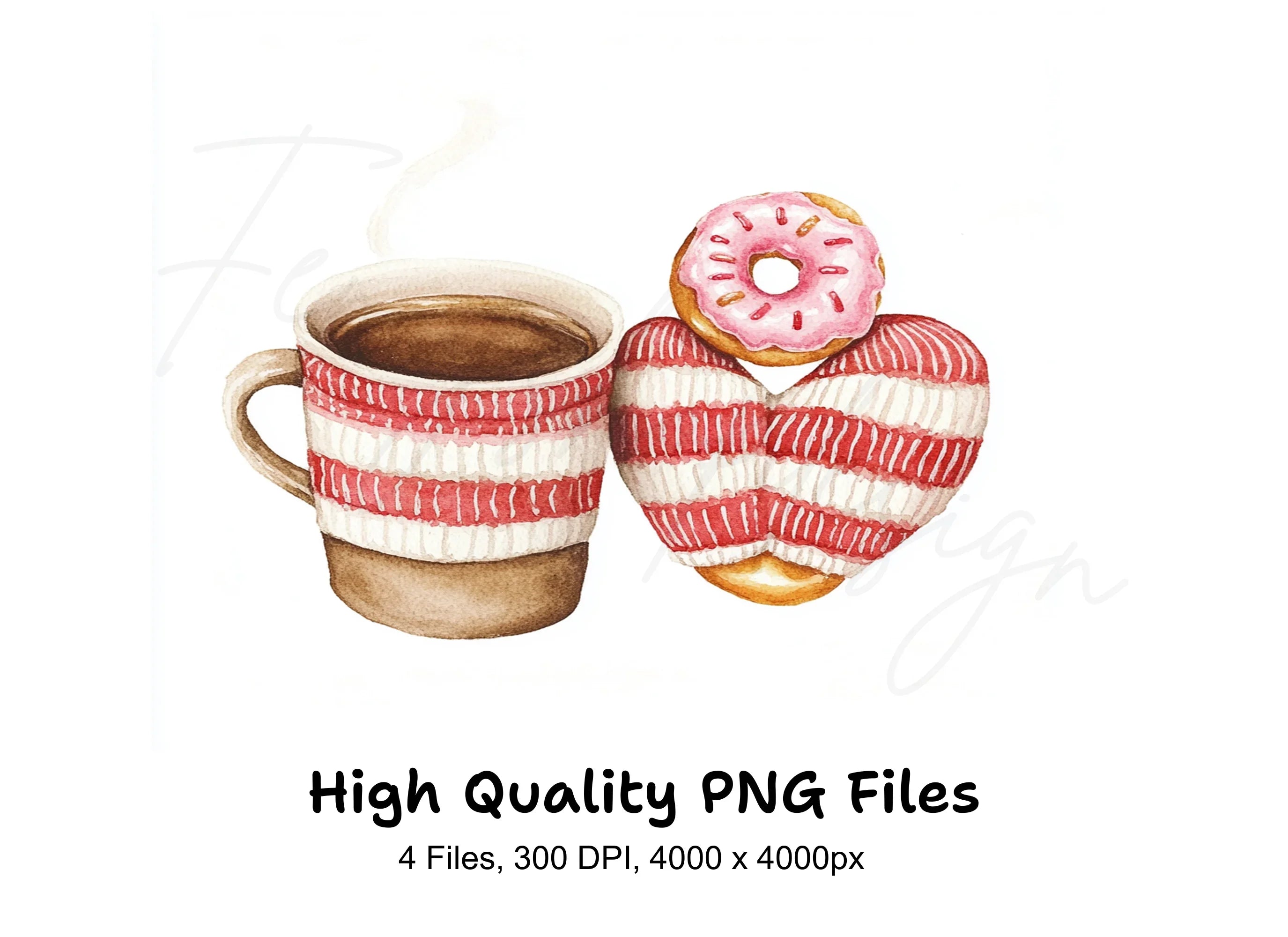 Cozy Coffee and Donut Valentine Clipart Bundle