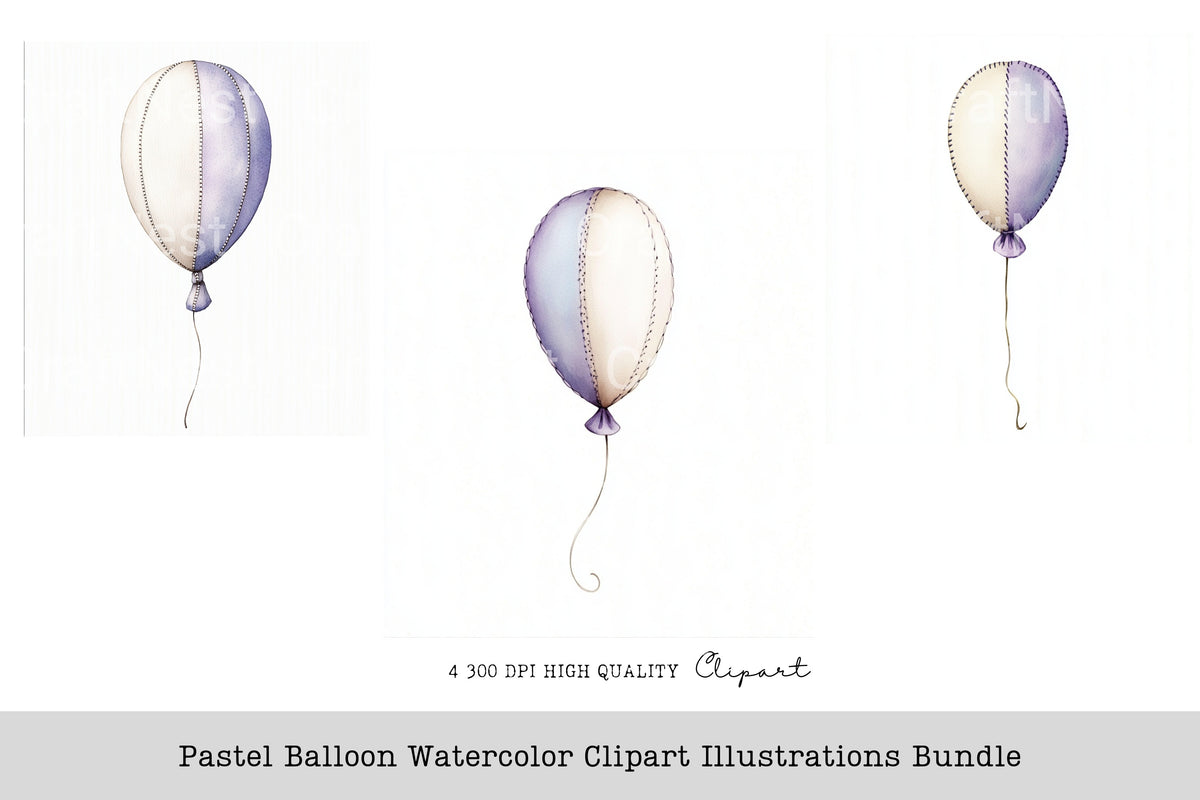 Pastel Balloon Illustrations Clipart Bundle
