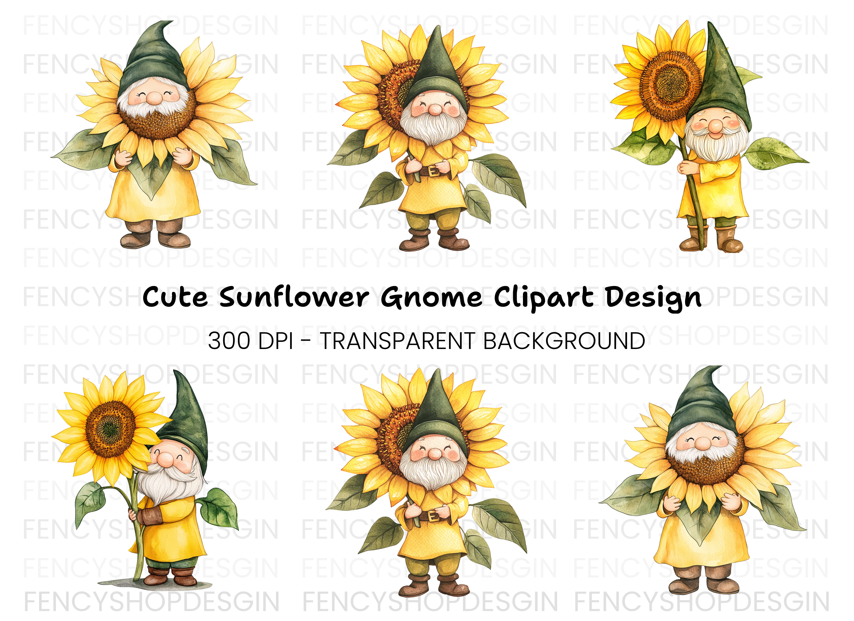 Sunflower Gnomes Clipart Bundle