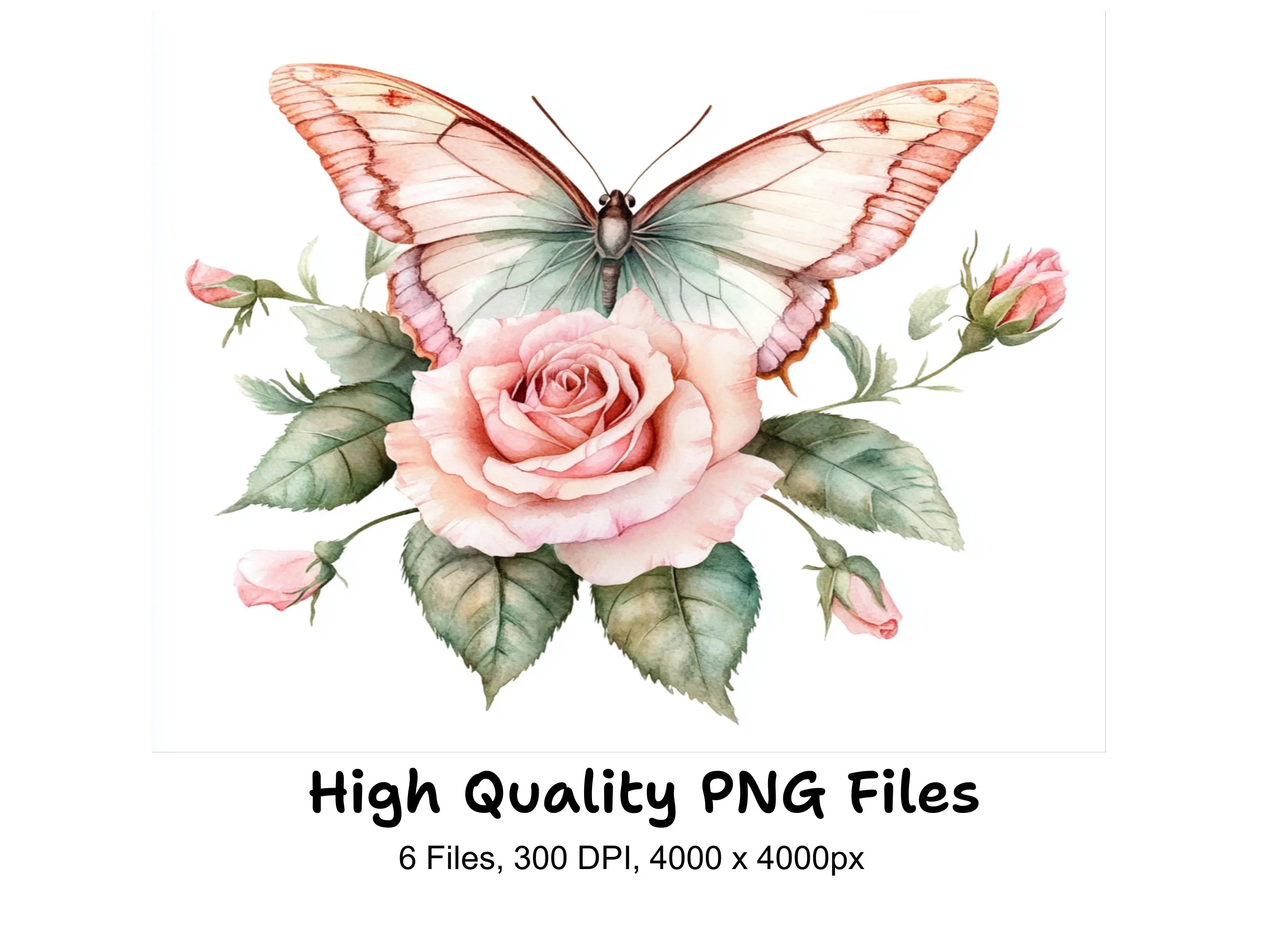 Elegant Butterfly and Rose Clipart Bundle