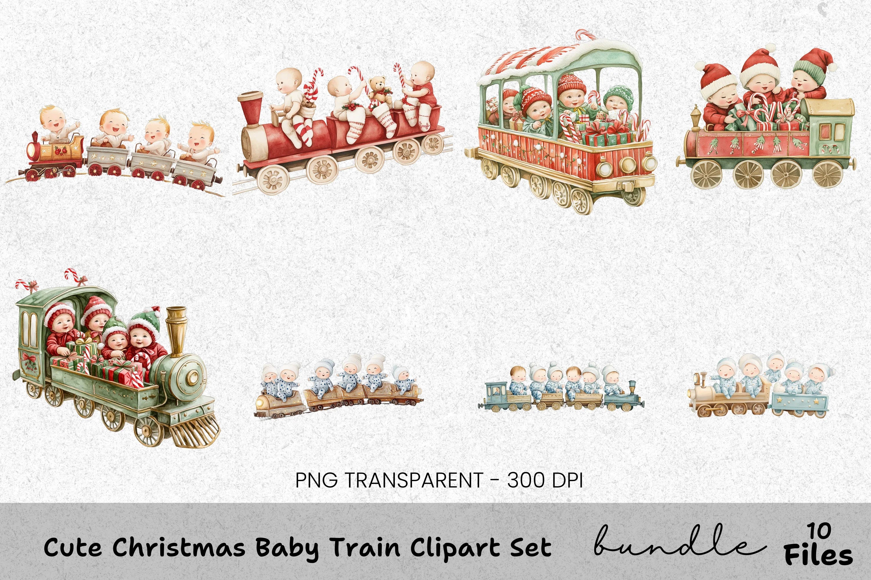 Christmas Astronaut Babies Clipart Bundle