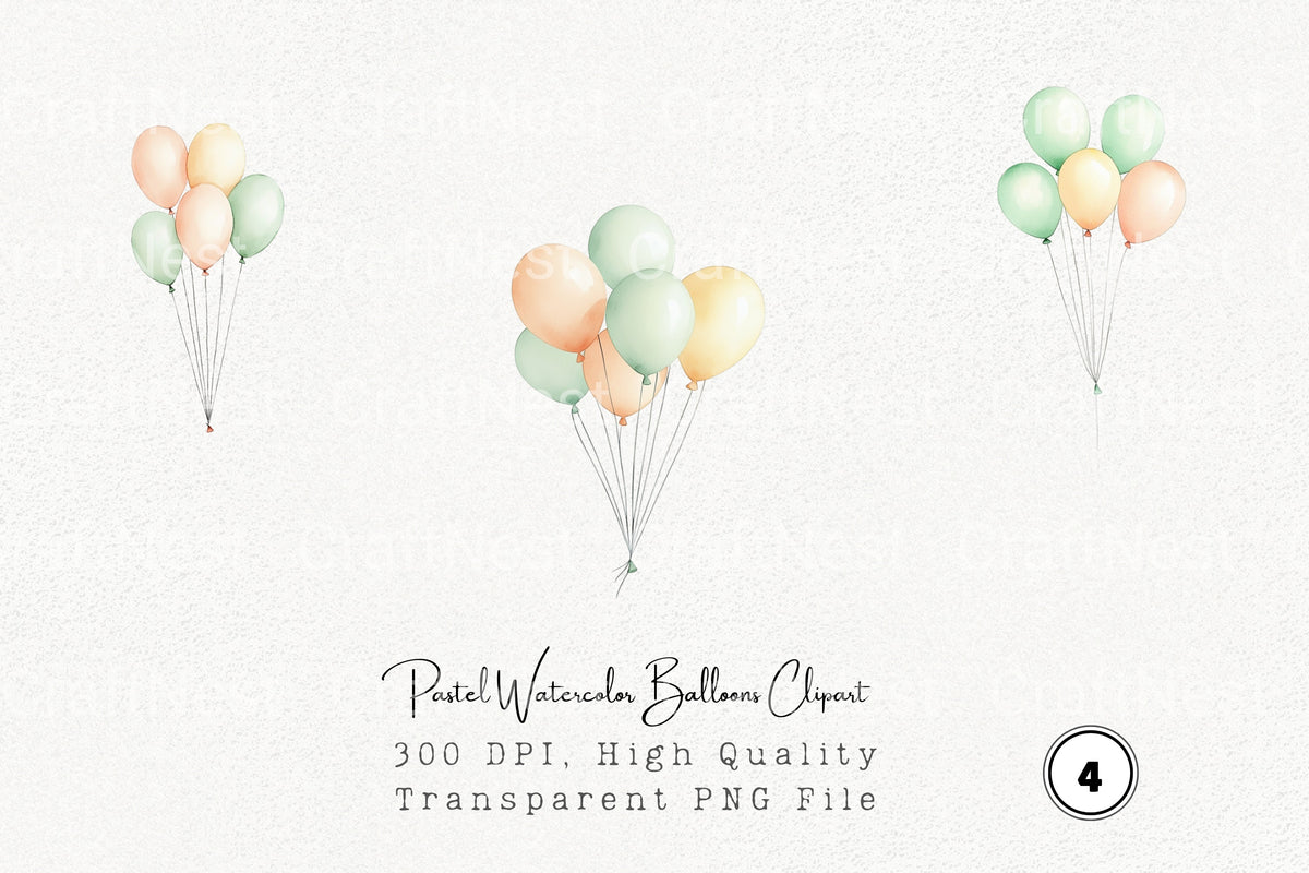 Pastel Balloons Clipart Bundle