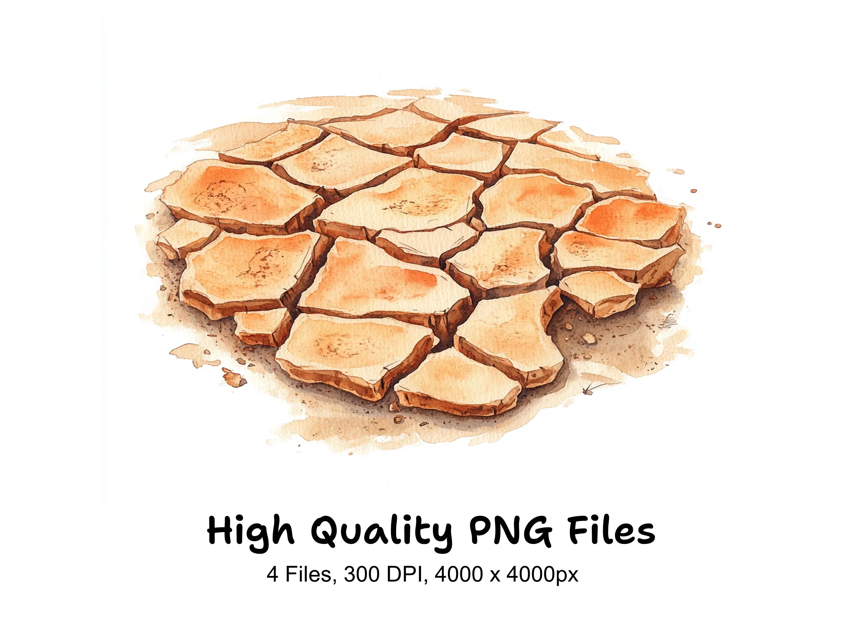 Dry Cracked Earth Clipart Bundle