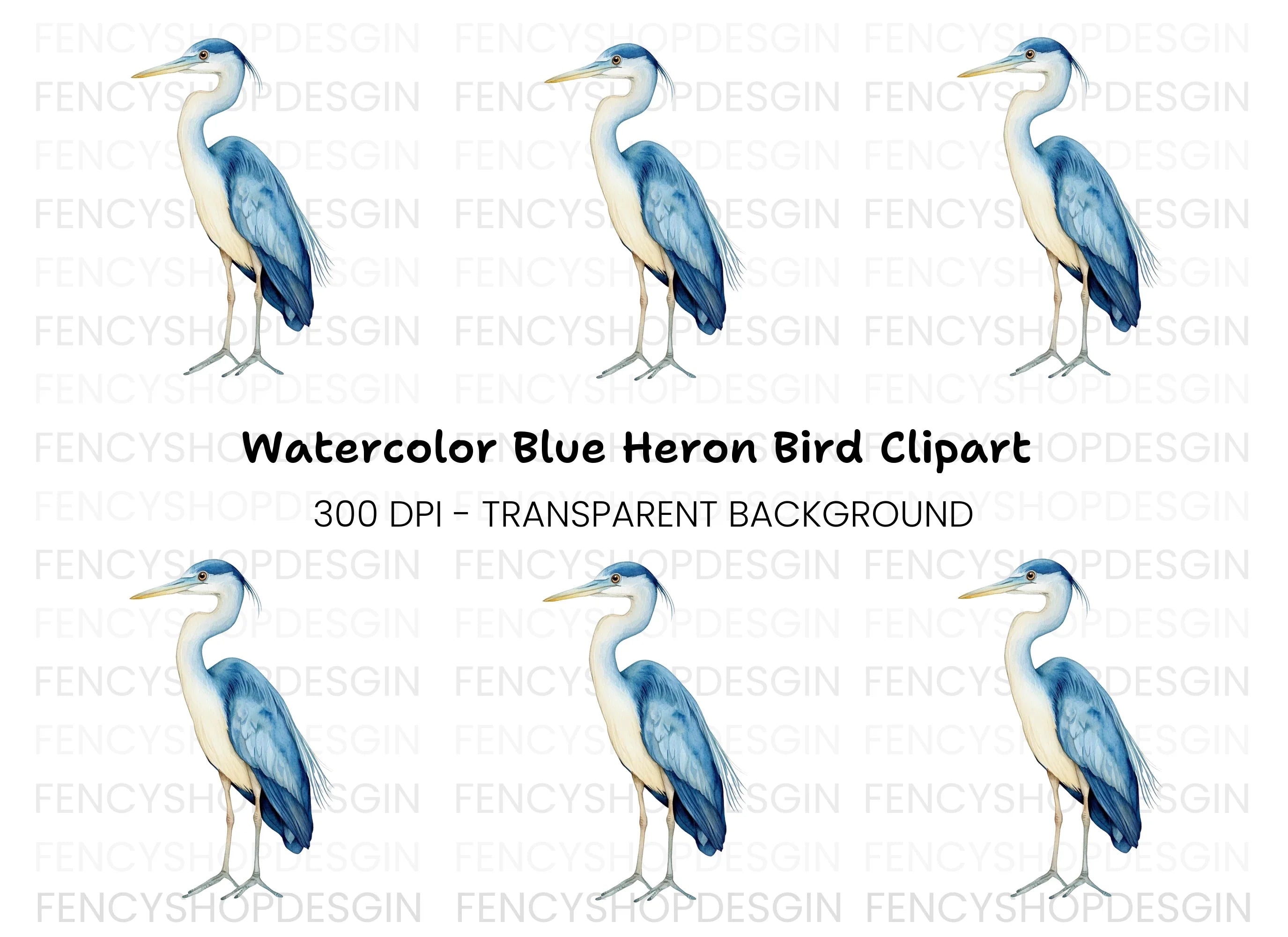 Elegant Blue Heron Clipart Bundle
