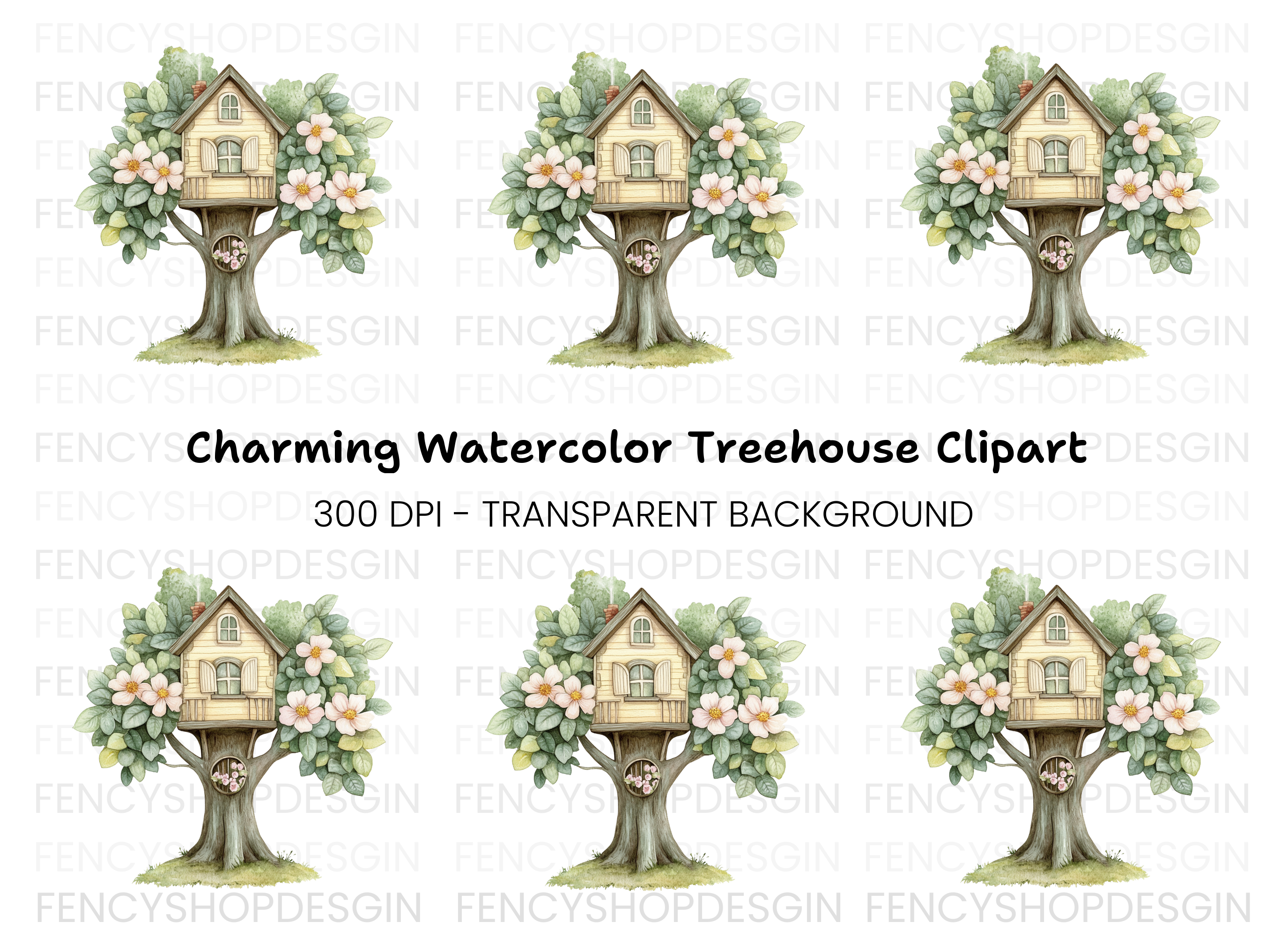 Whimsical Treehouse Clipart Bundle