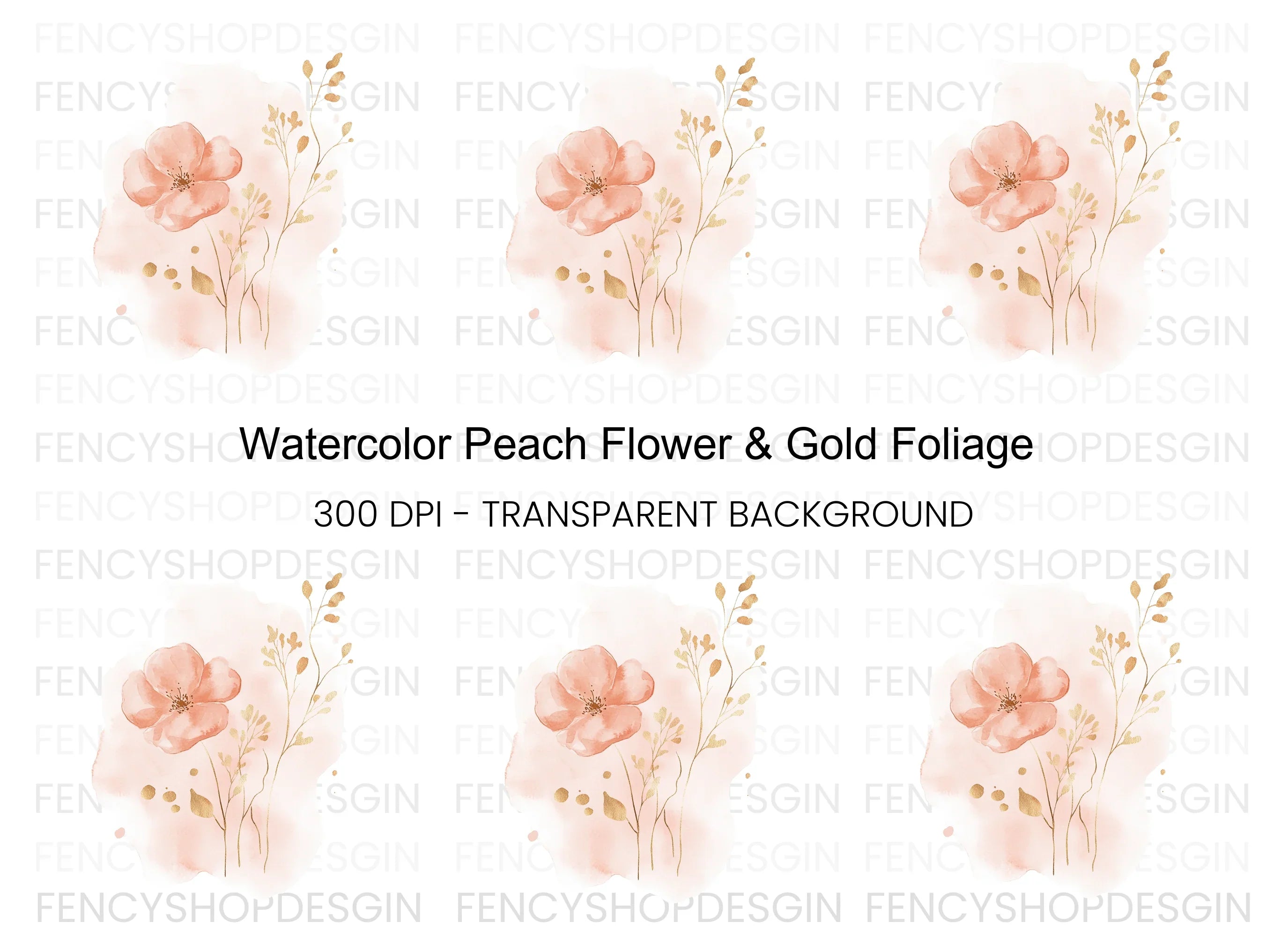 Floral Gold Clipart Bundle