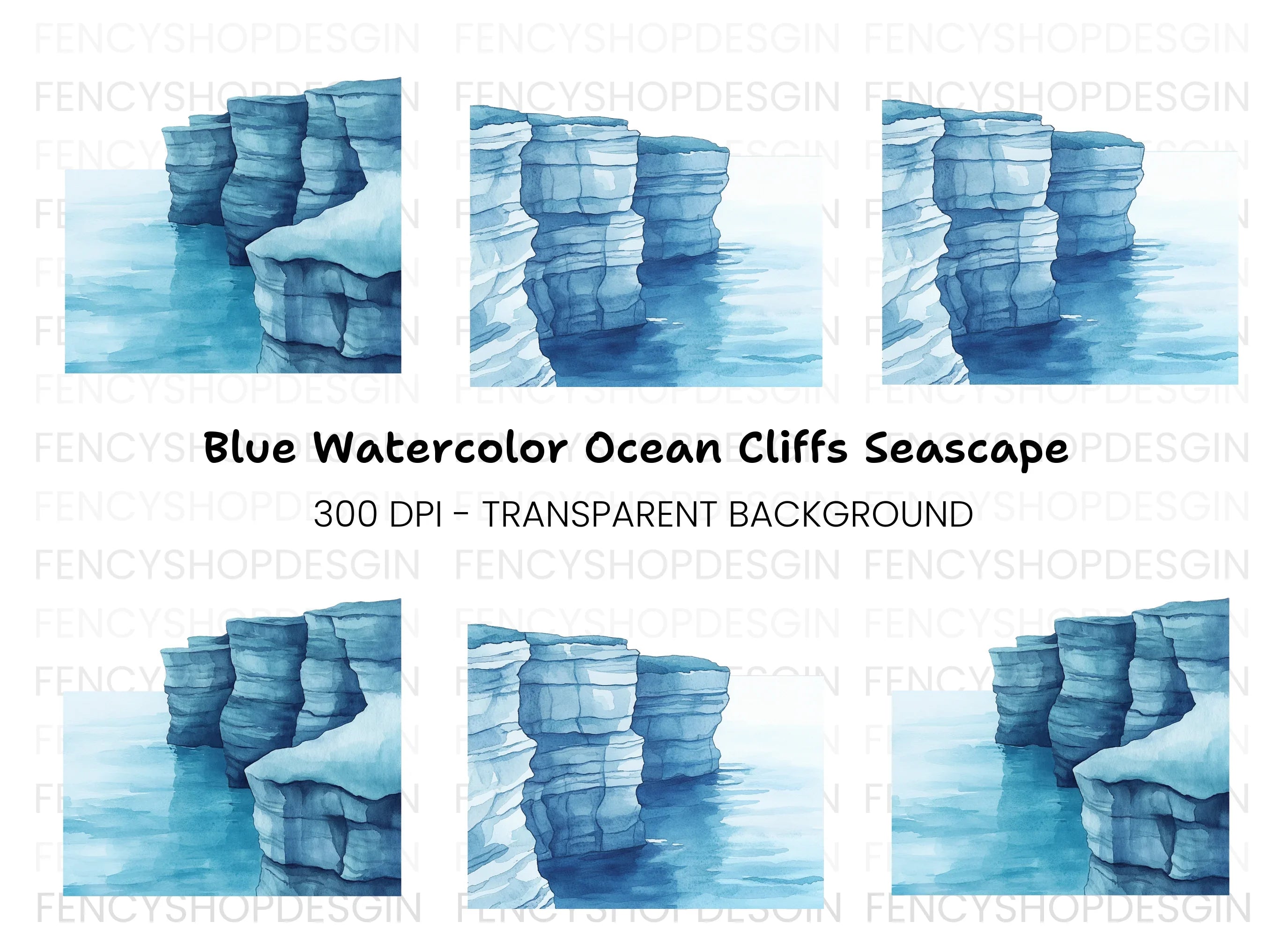 Icy Blue Cliffs Clipart Bundle