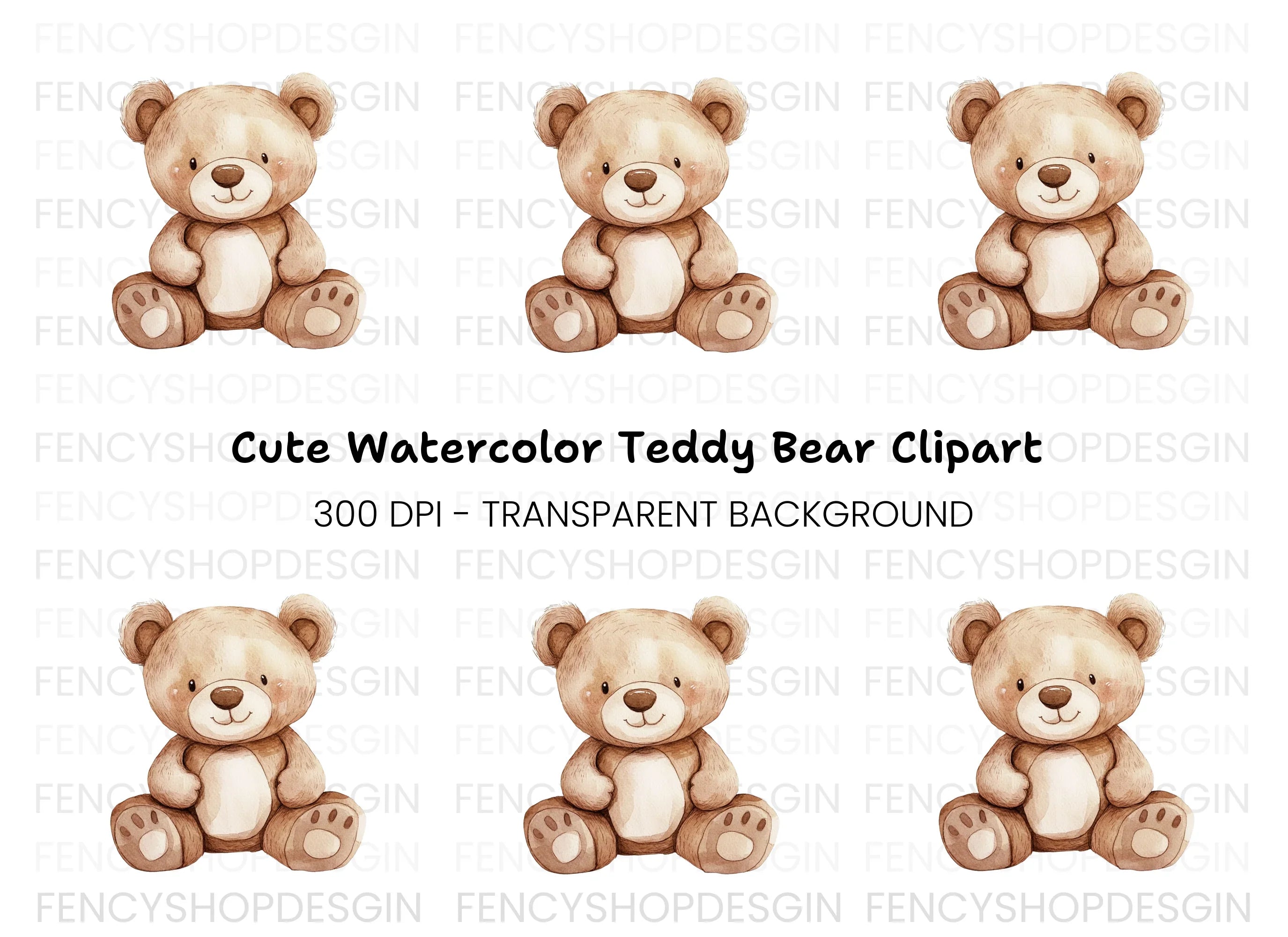 Cute Teddy Bear Clipart Bundle