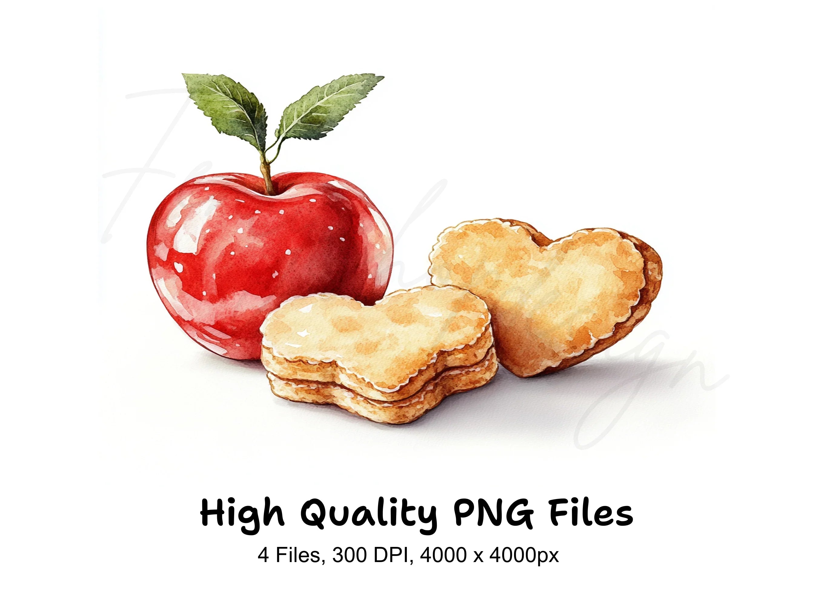 Apples and Heart Cookies Clipart Bundle