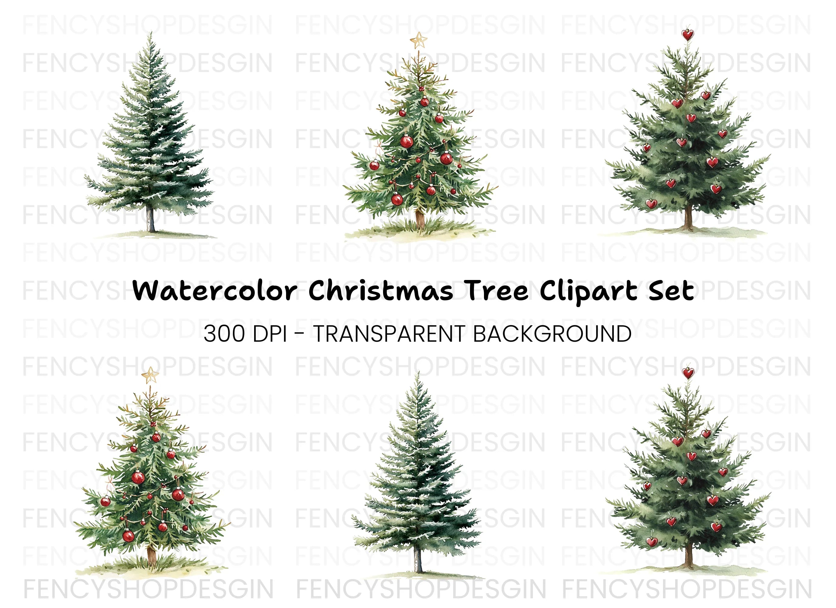 Festive Christmas Tree Clipart Bundle