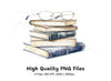 Book Stacks with Glasses Clipart Bundle