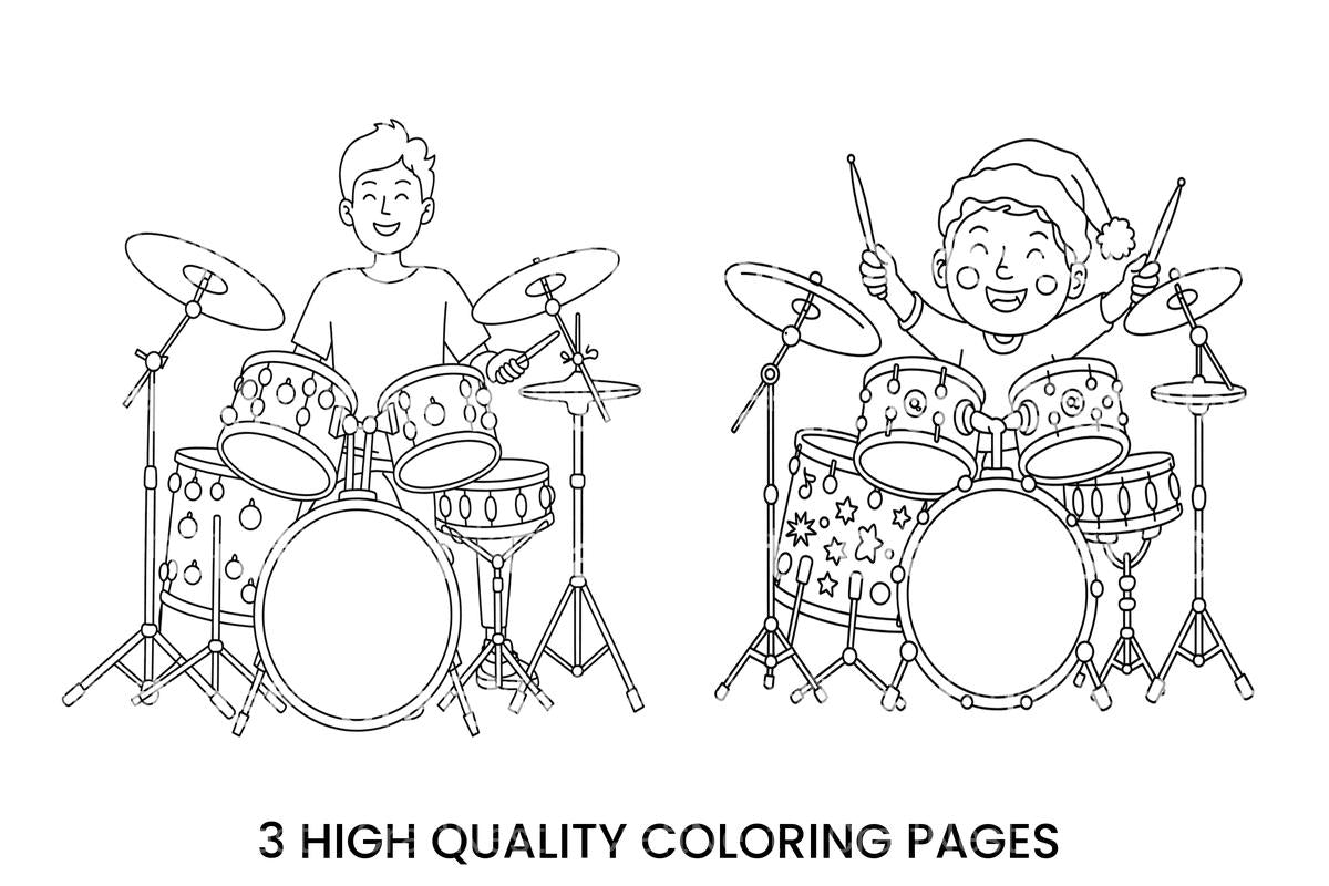 Christmas Drummer Kids Coloring Books