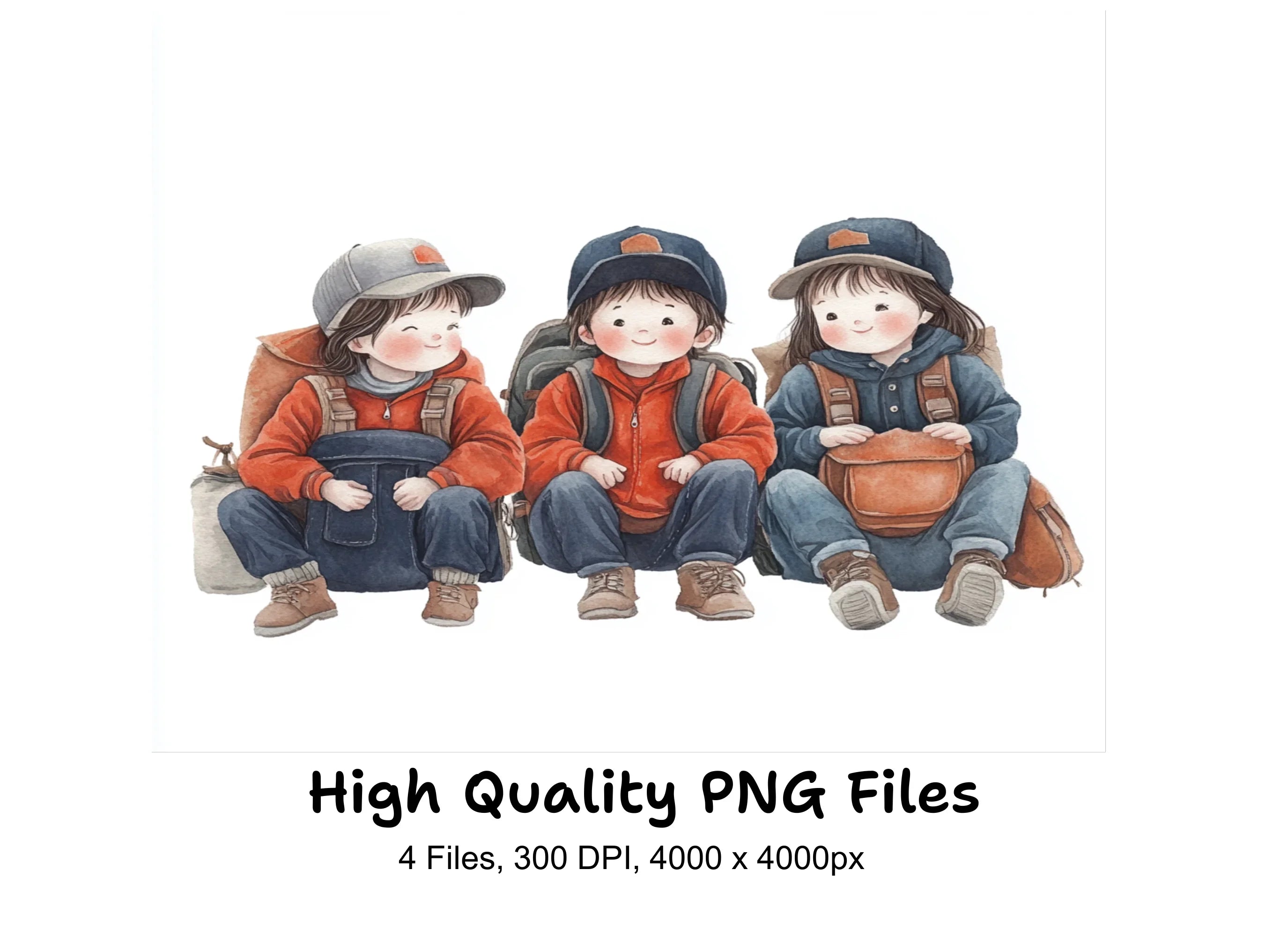 Kids Backpacking Adventure Clipart Bundle
