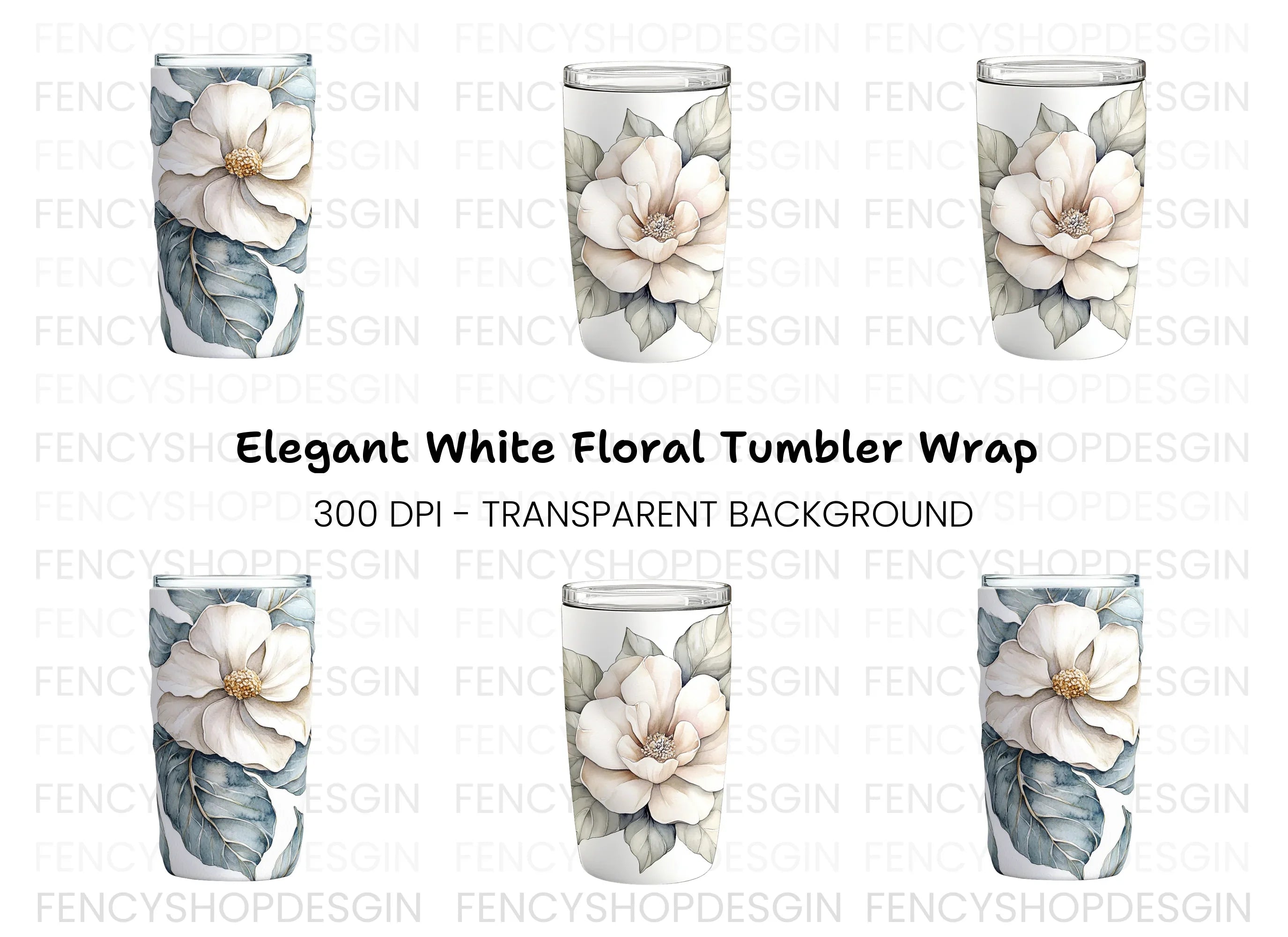 Elegant Magnolia Tumbler Clipart Bundle