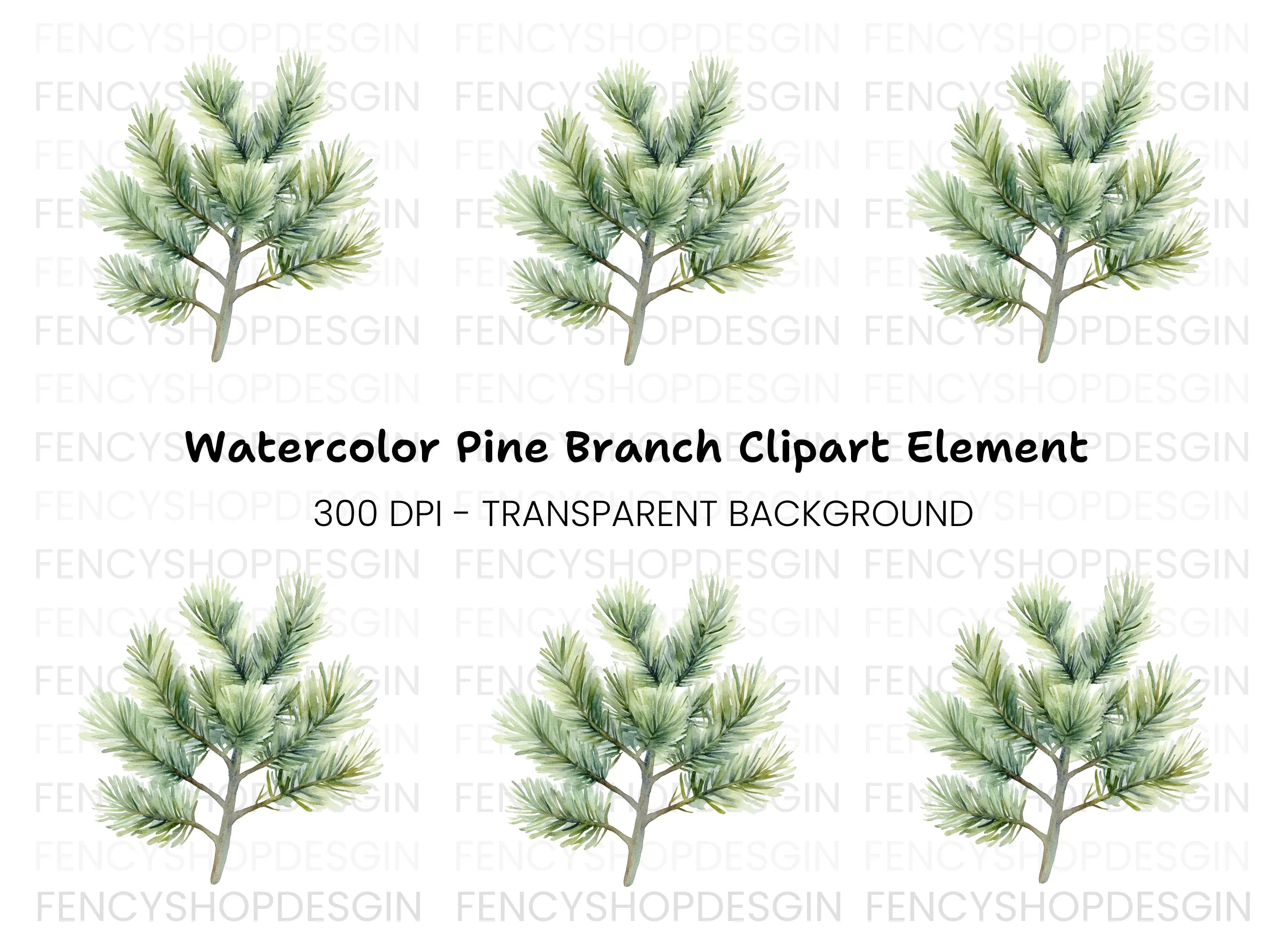 Pine Branch Clipart Bundle