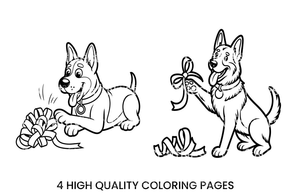 Puppy Playing With Ribbon Coloring Books