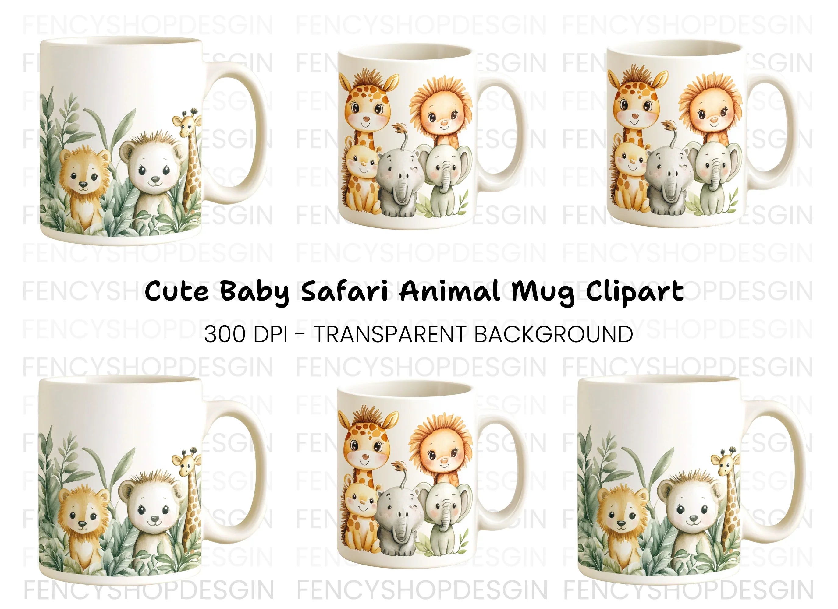 Cute Baby Safari Animals Clipart Bundle