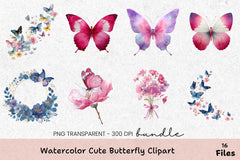 Cute Butterfly Clipart Bundle - CraftNest - Digital Crafting and Art