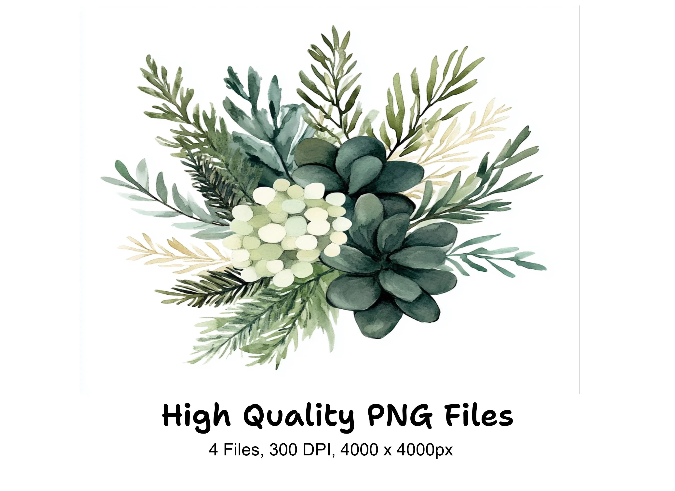 Winter Floral Bouquets Clipart Bundle