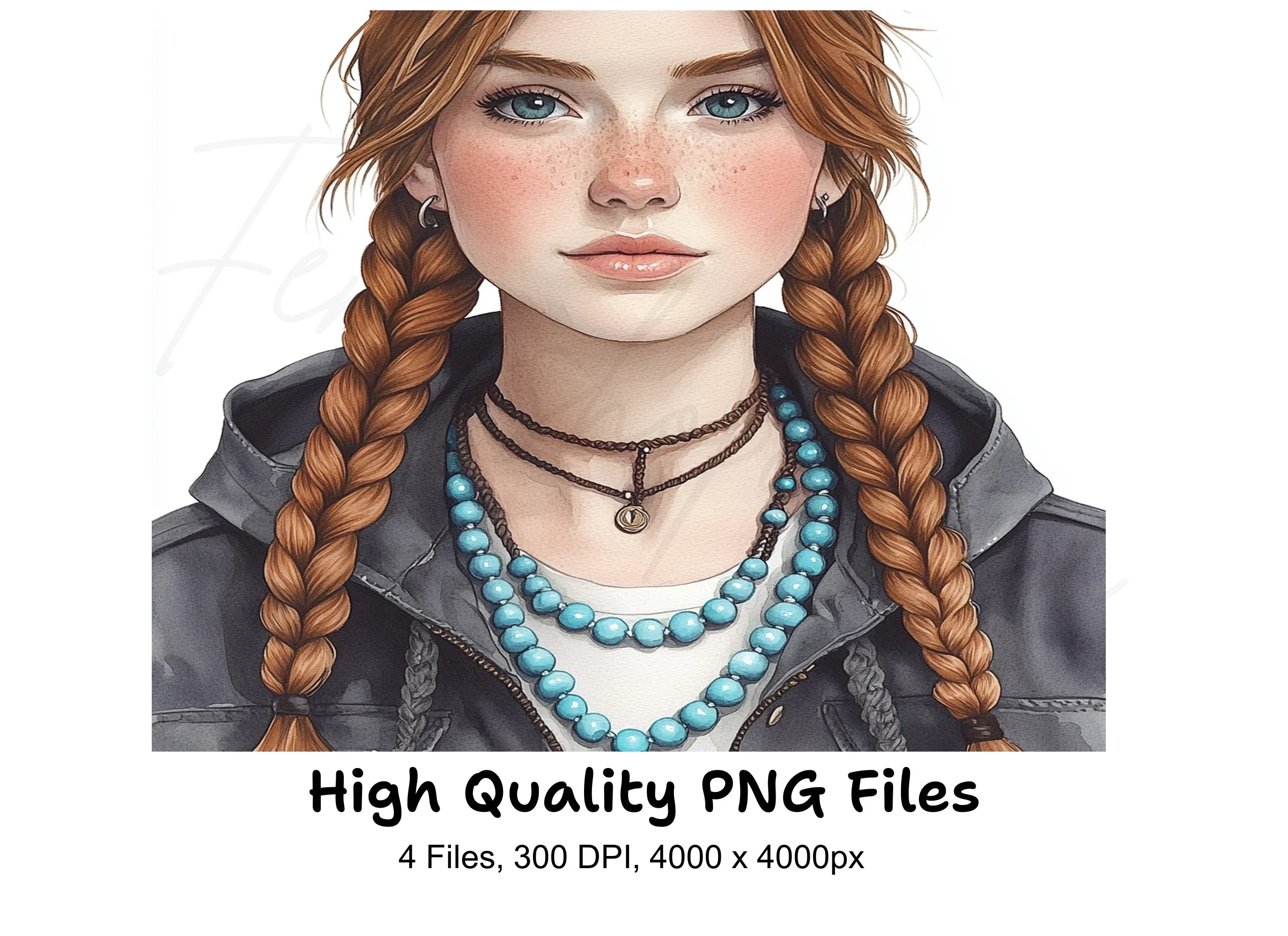 Redhead Girl With Braids Clipart Bundle