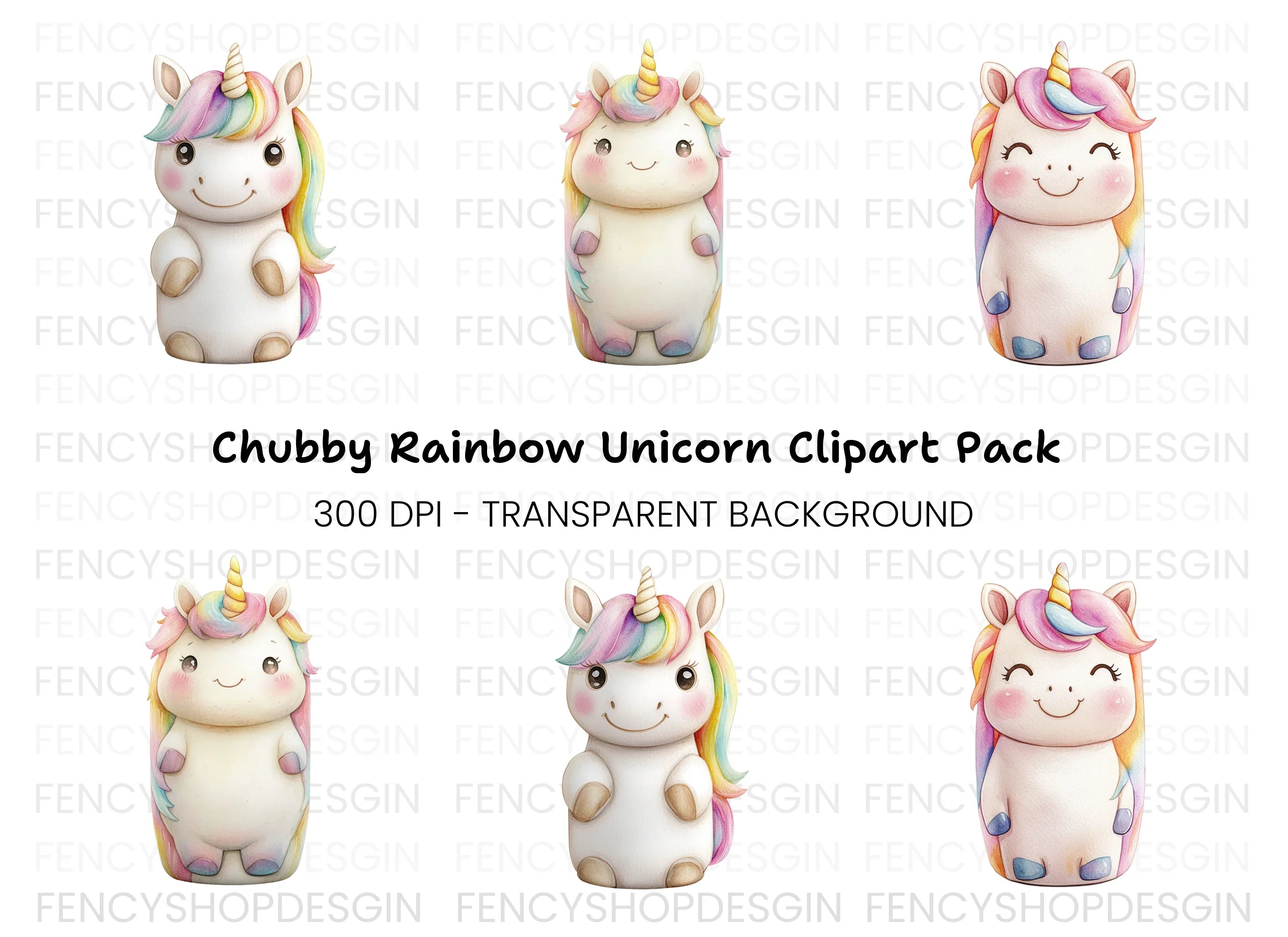 Happy Unicorn Clipart Bundle