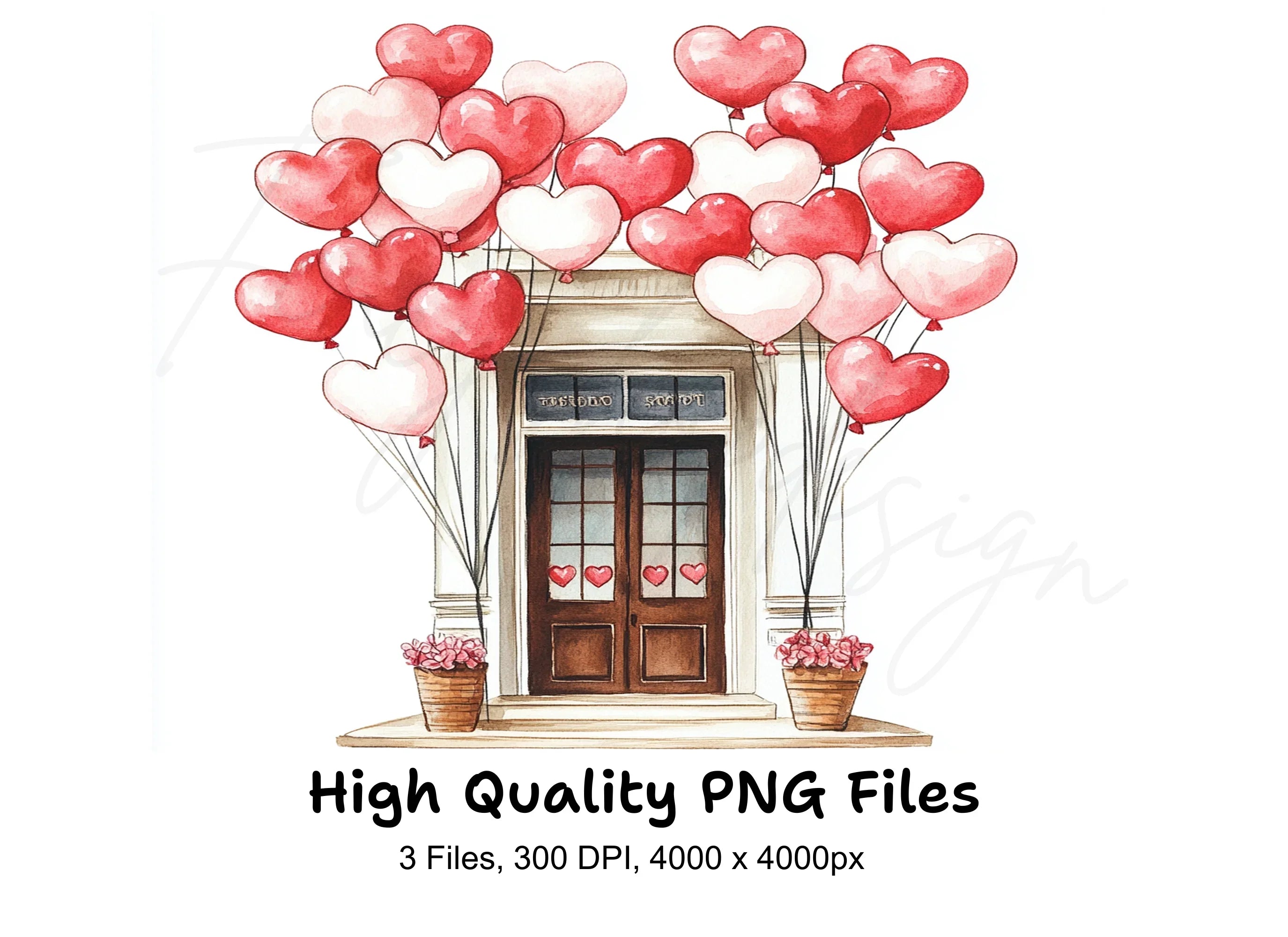 Heart Balloons Doorway Clipart Bundle