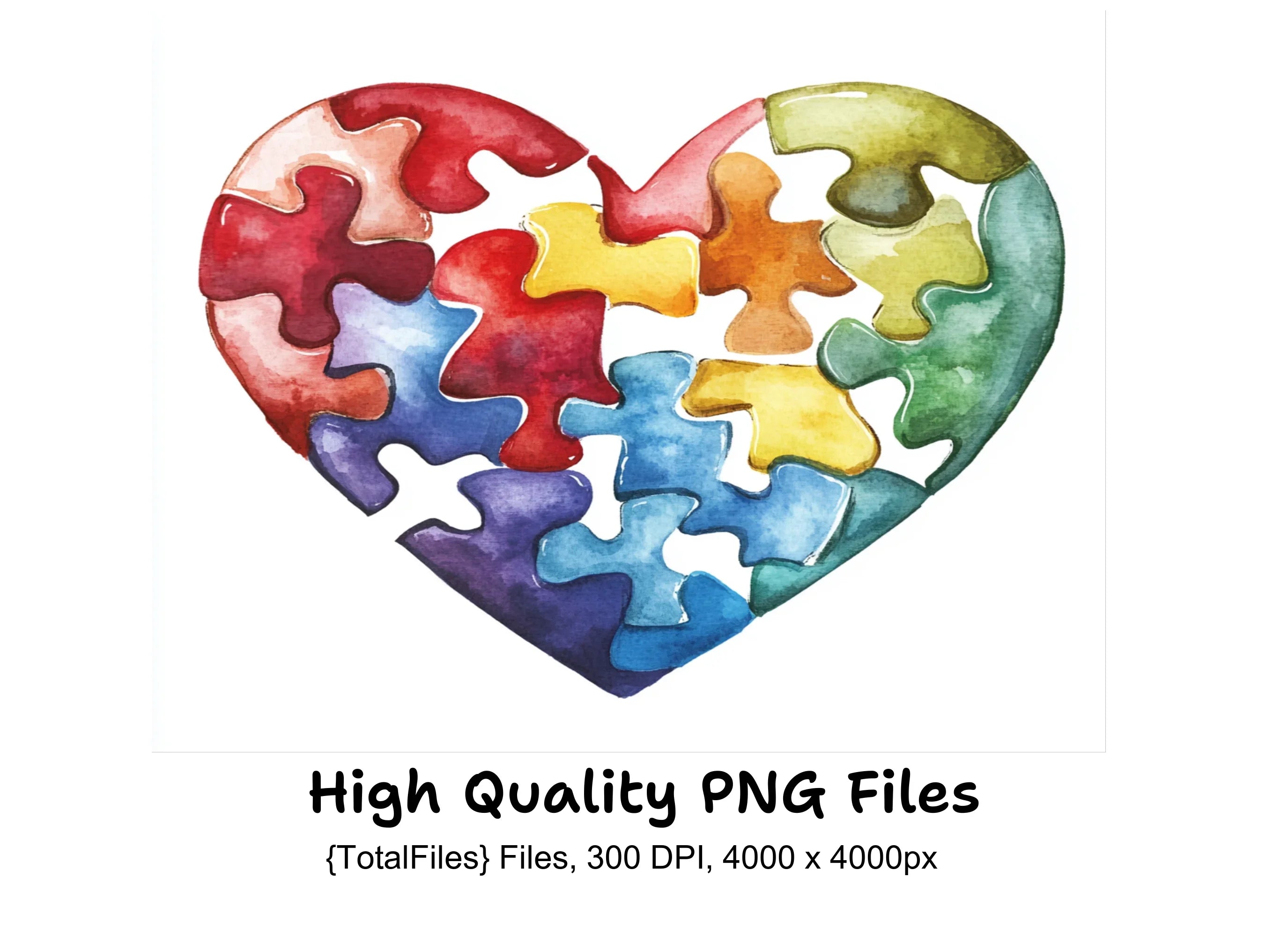 Puzzle Heart Clipart Bundle
