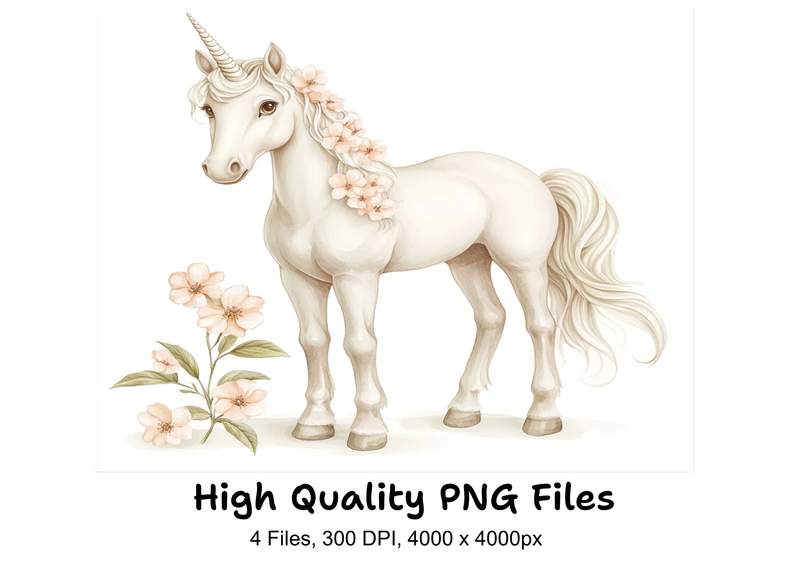 Elegant Floral Unicorn Clipart Bundle