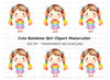 Cute Rainbow Hair Girl Clipart Bundle