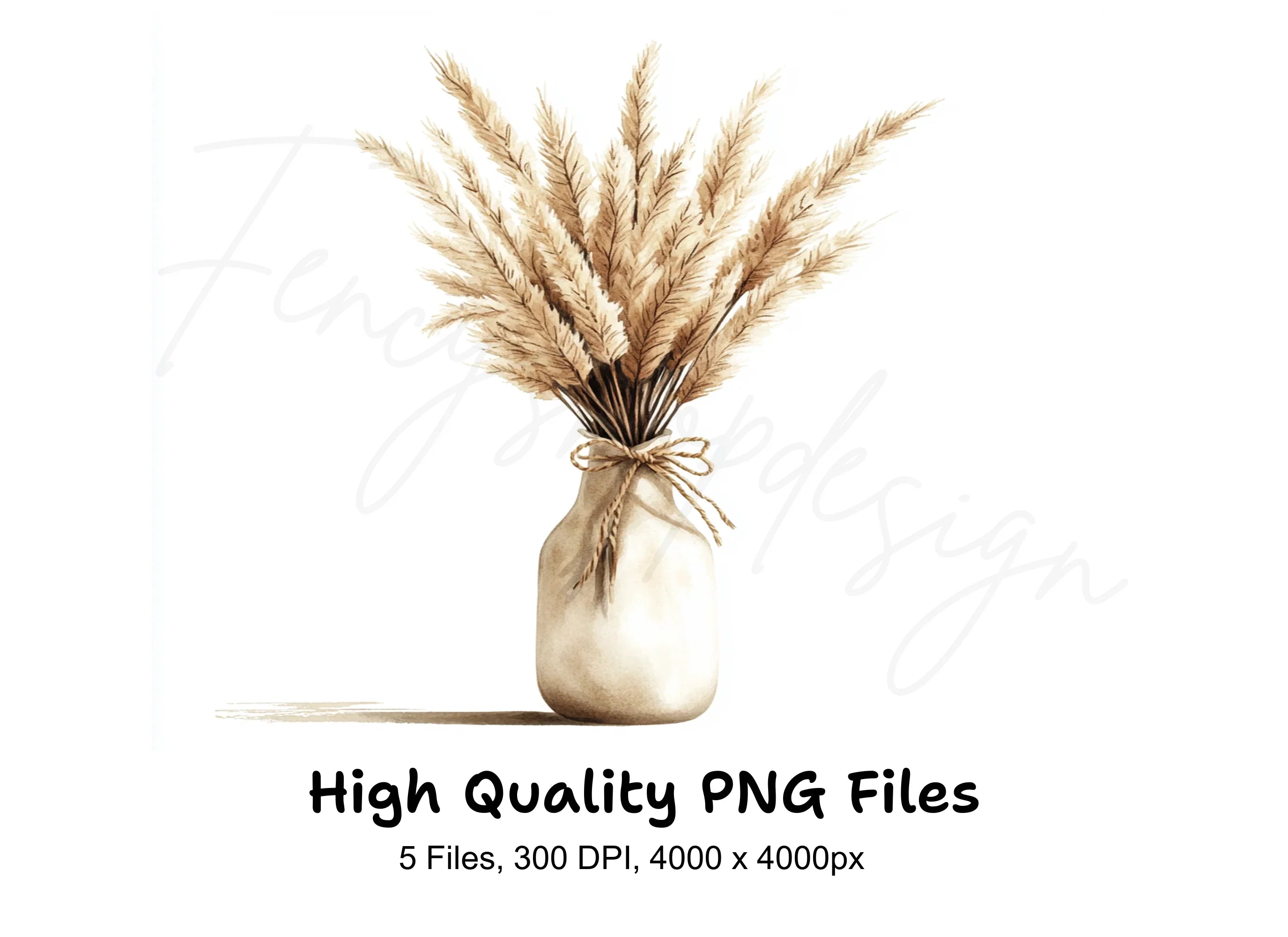 Boho Pampas Grass Clipart Bundle