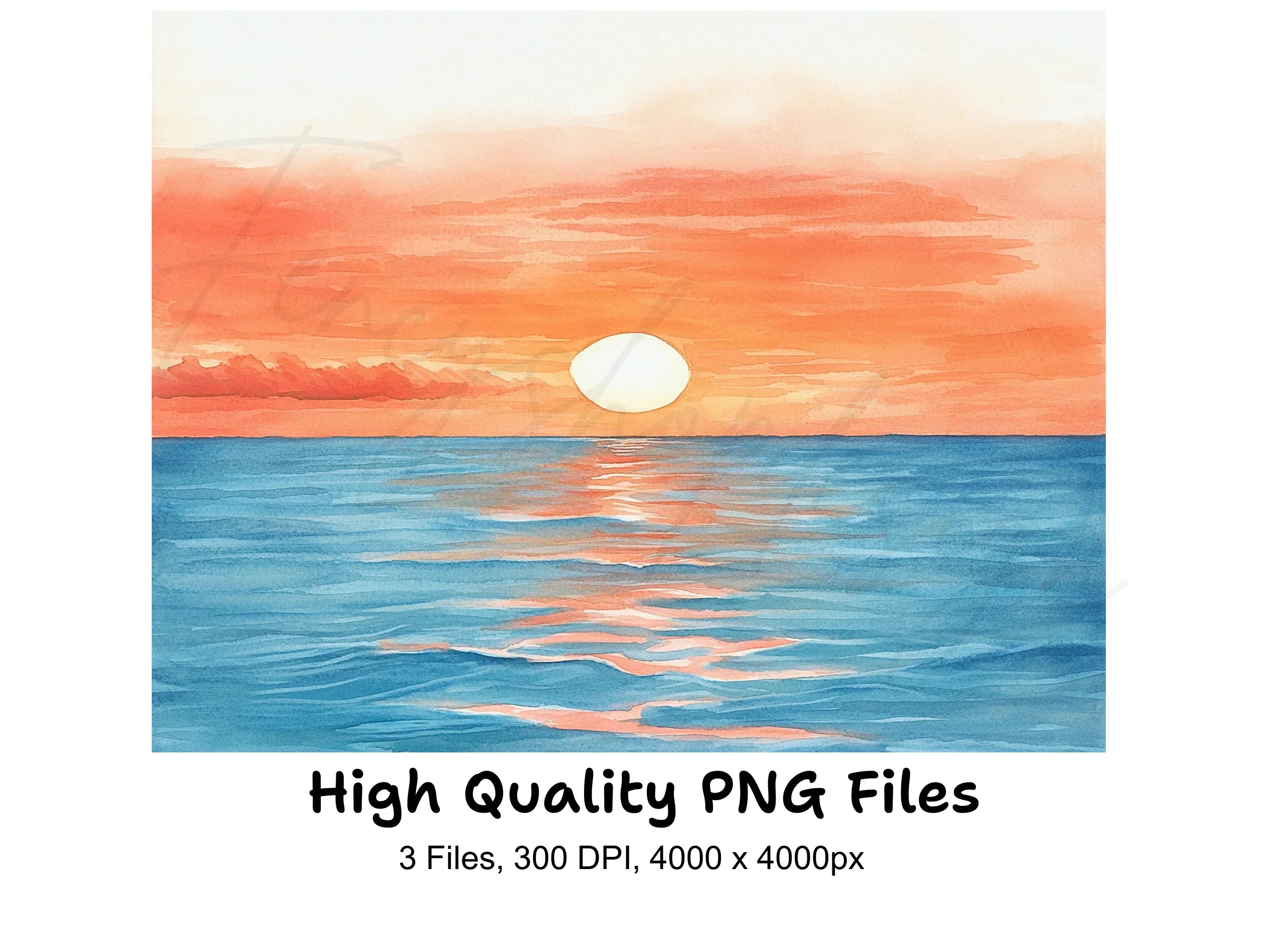 Vibrant Sunset Over Ocean Clipart Bundle