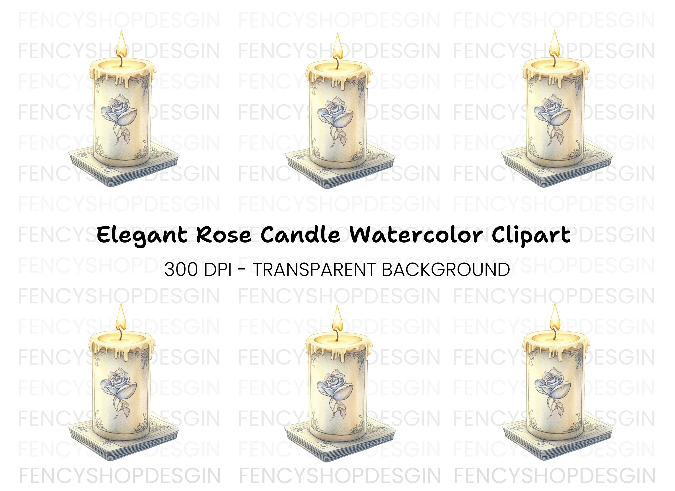 Elegant Rose Candle Tarot Clipart Bundle