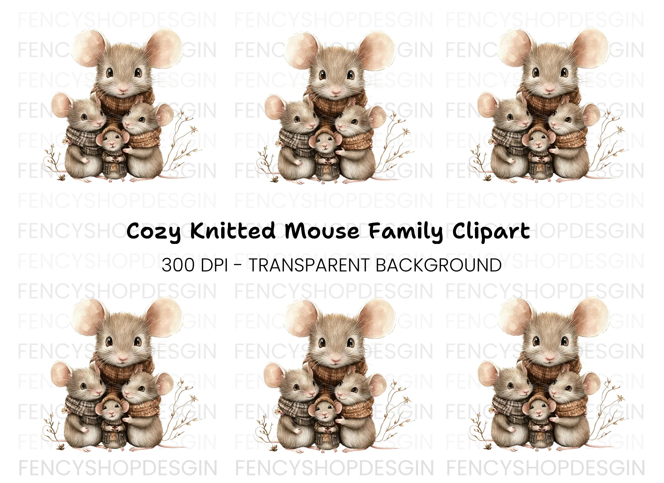Cute Mouse Family Clipart Bundle