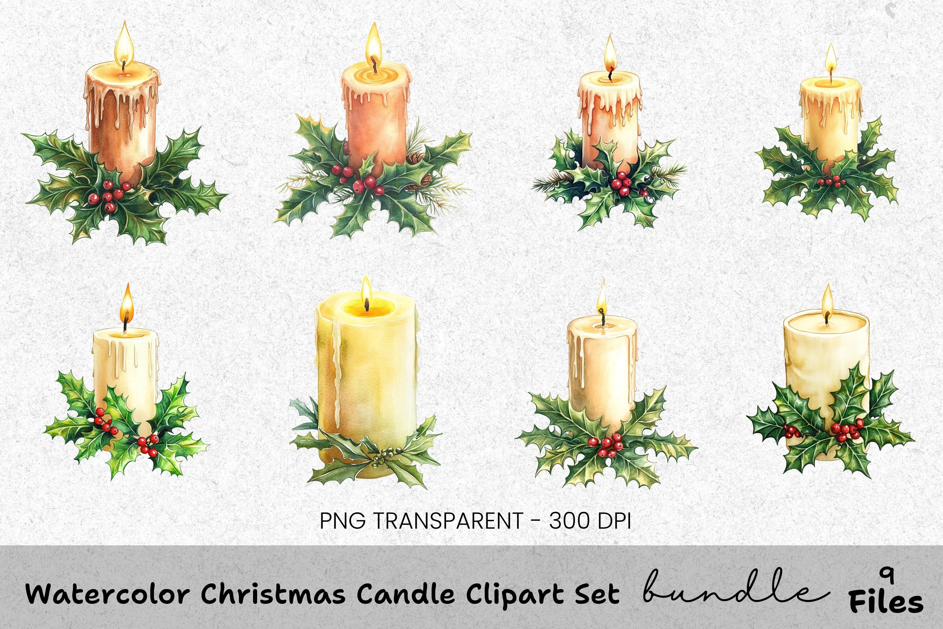 Christmas Candle Clipart Bundle