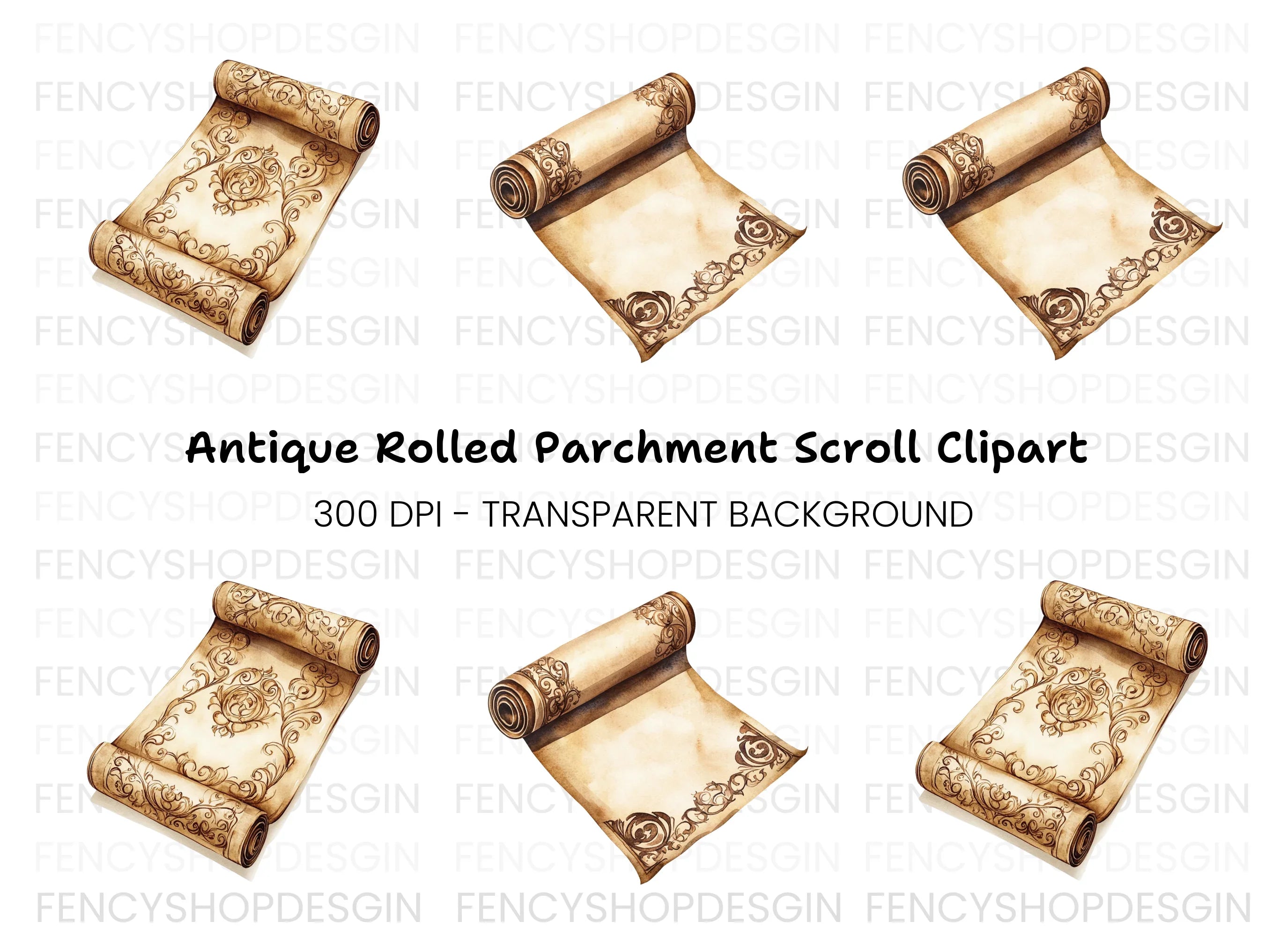 Vintage Scroll Clipart Bundle