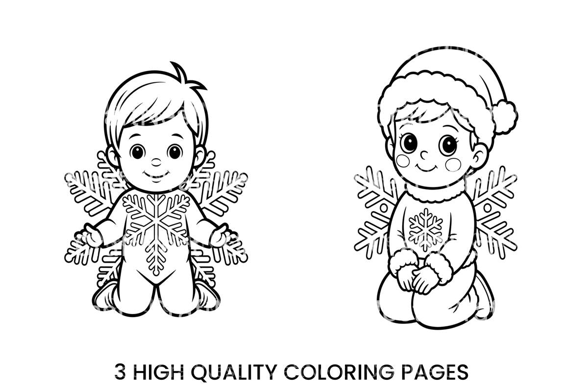 Cute Babies Winter Snowflake Coloring Books
