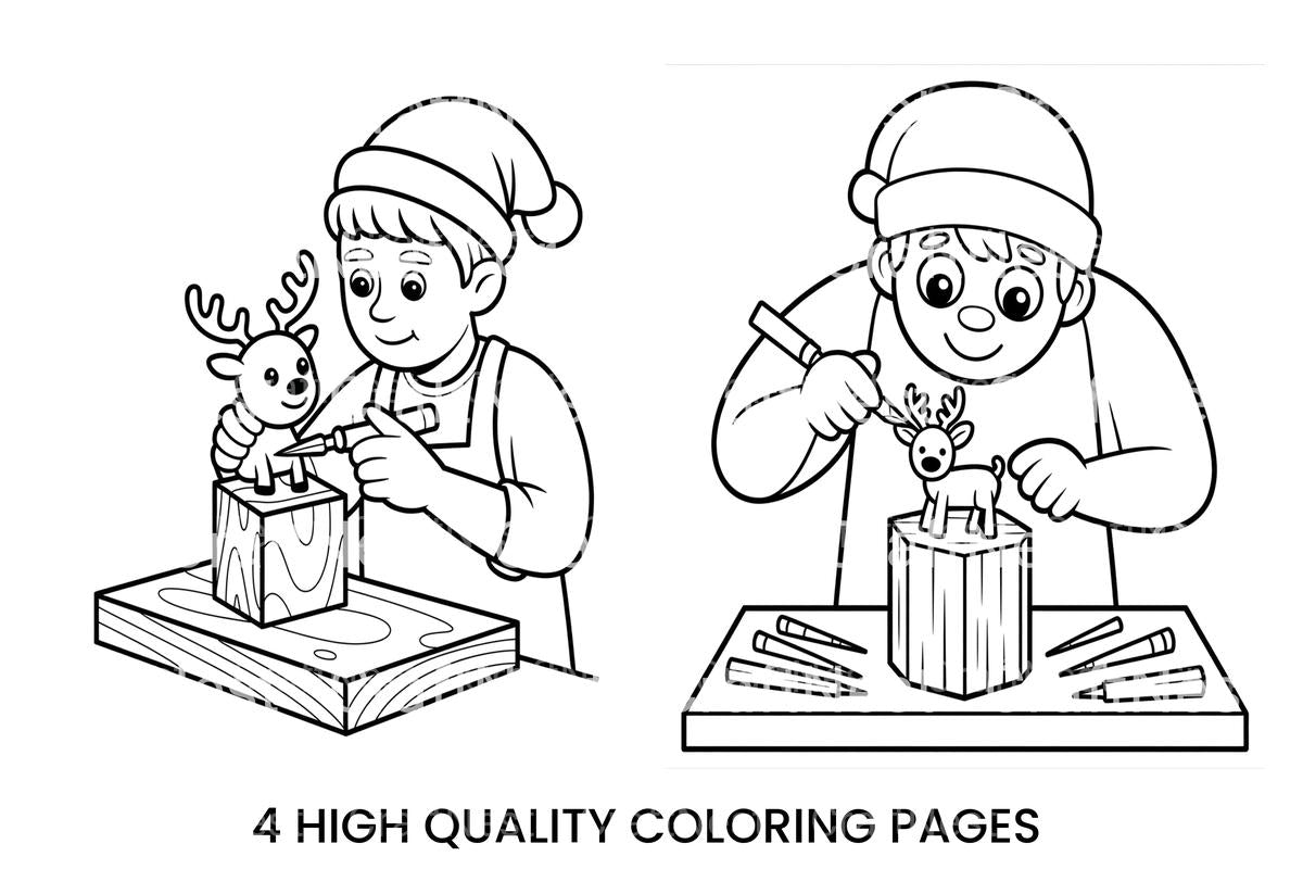Carving Reindeer Christmas Coloring Books