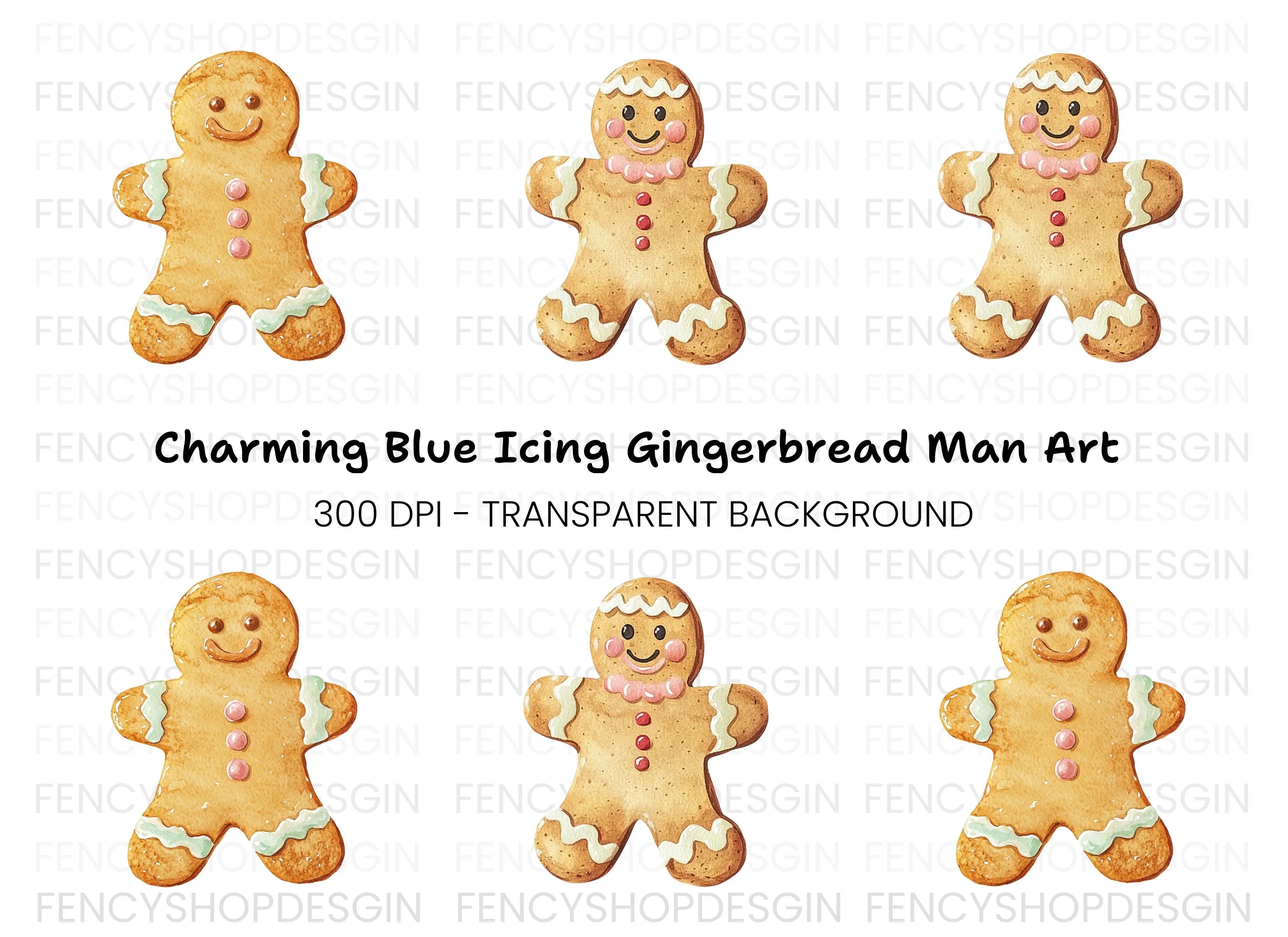 Cute Gingerbread Man and Woman Clipart Bundle